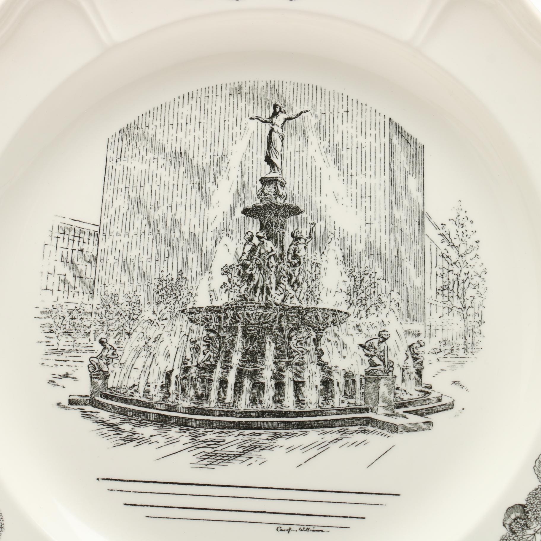 Wedgwood Caroline Williams Ceramic Plates Featuring Cincinnati Landmarks