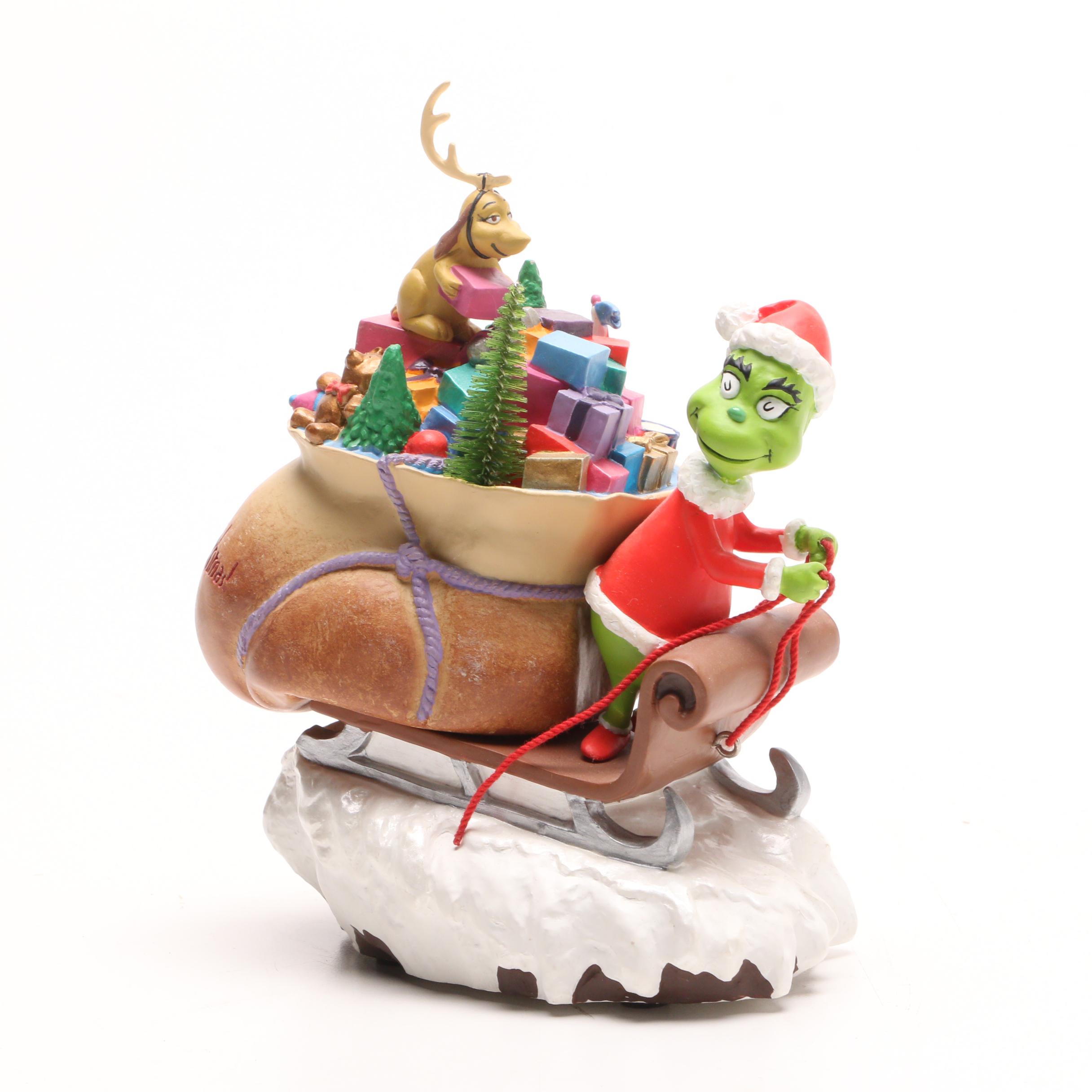 Circa 2000 Hallmark Ceramic "Merry Grinchmas" Dr. Seuss Figurine