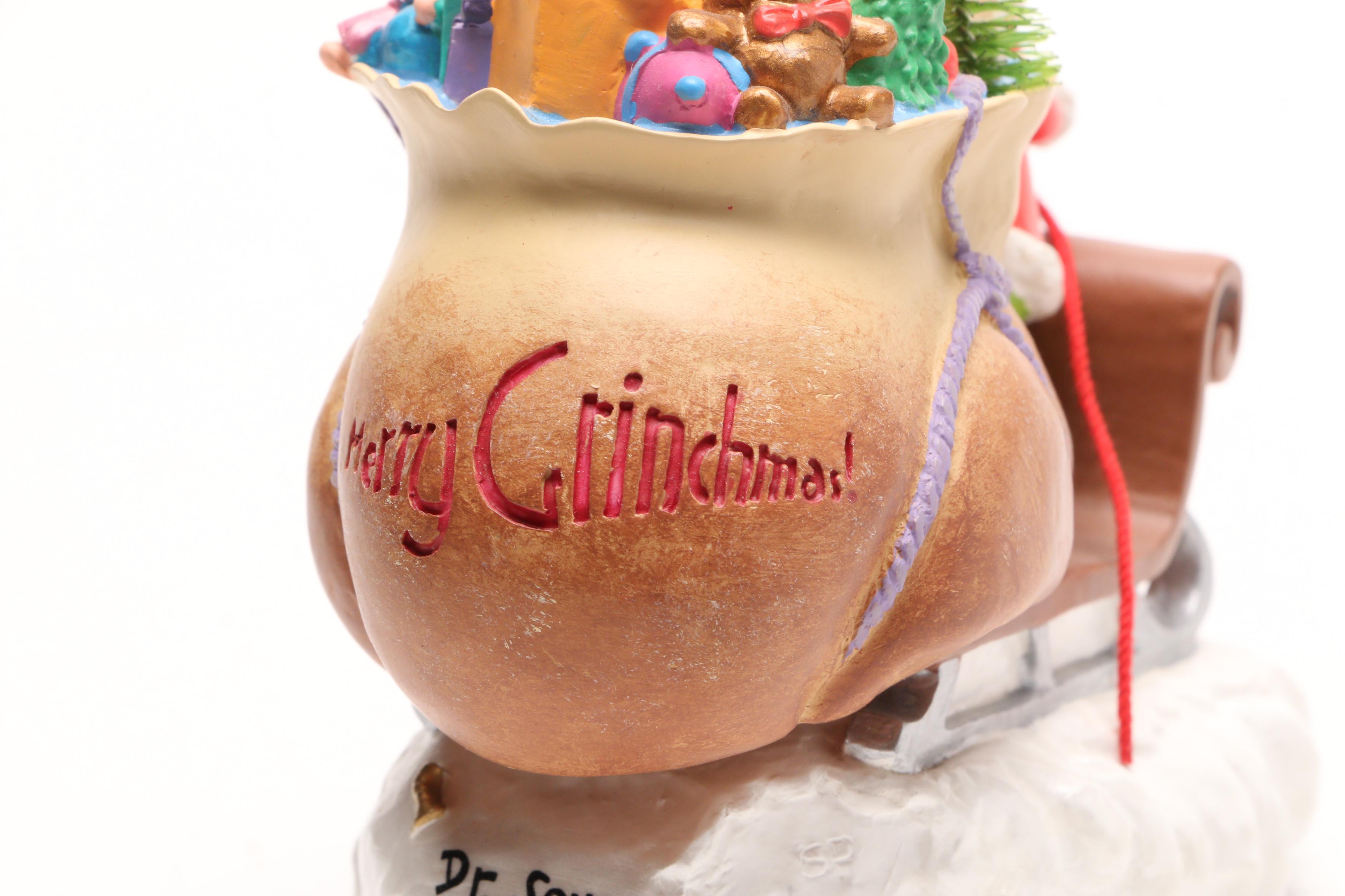 Circa 2000 Hallmark Ceramic "Merry Grinchmas" Dr. Seuss Figurine