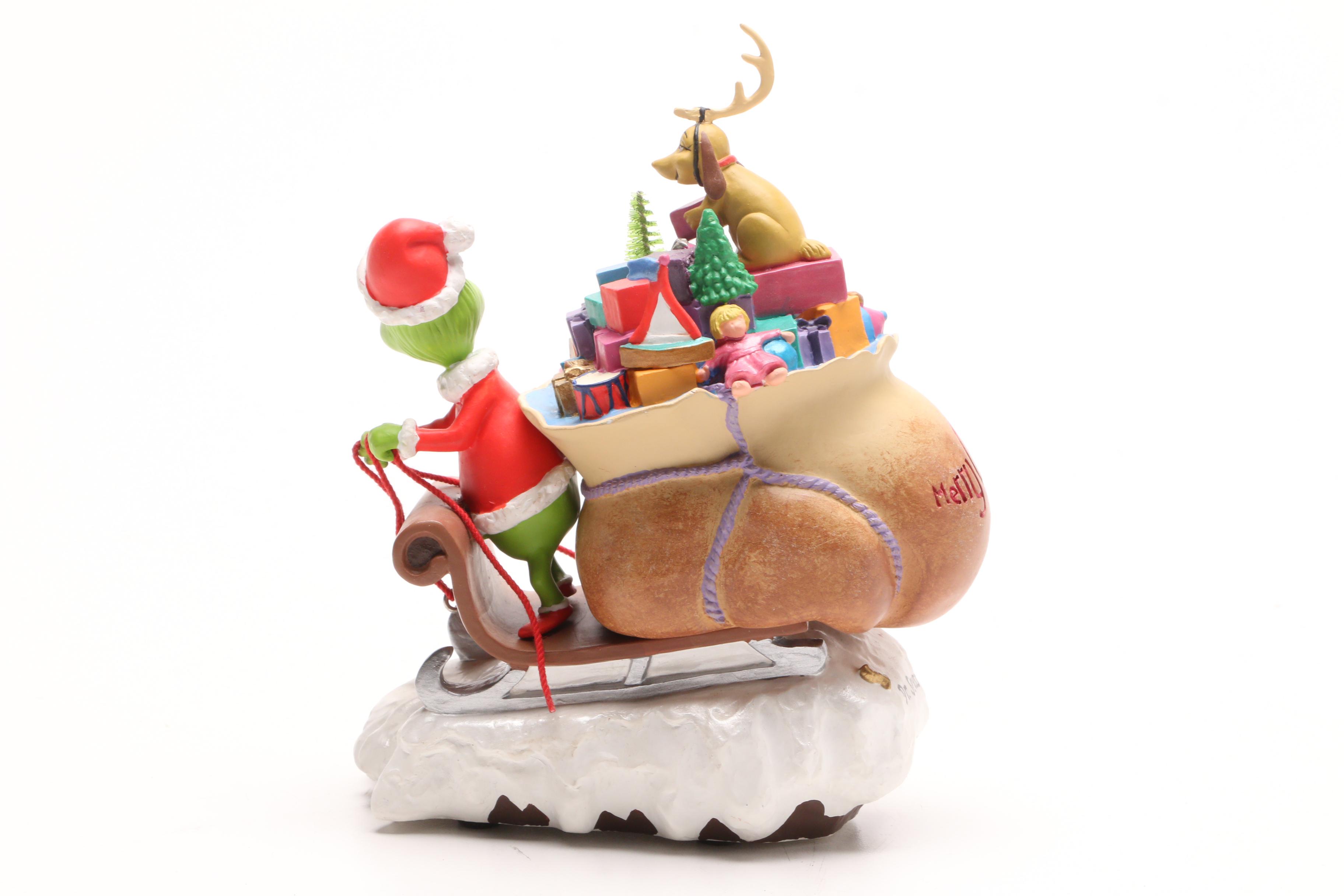 Circa 2000 Hallmark Ceramic "Merry Grinchmas" Dr. Seuss Figurine