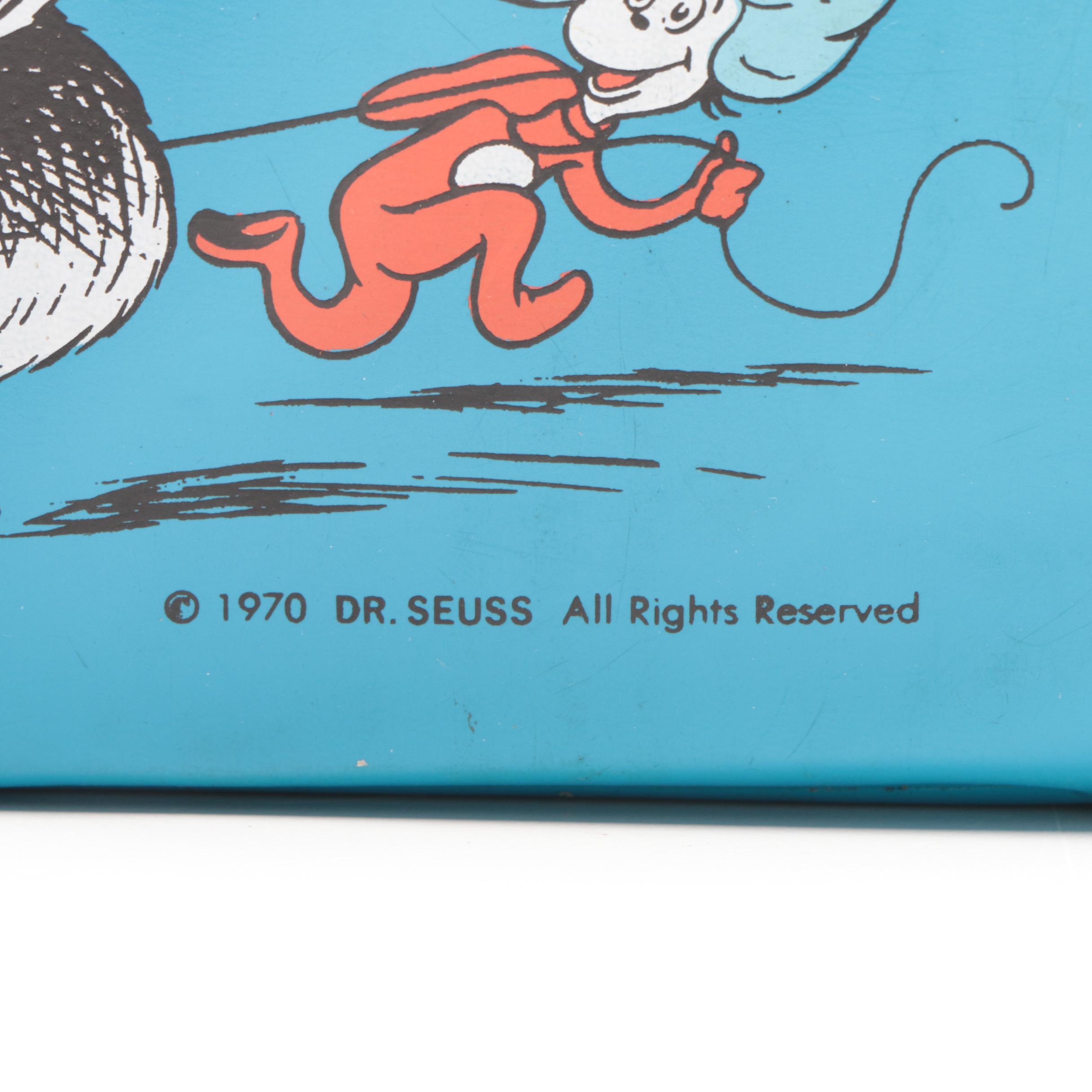 Circa 1970's Dr. Seuss Themed Vinyl and Tin Lunchboxes with Thermos