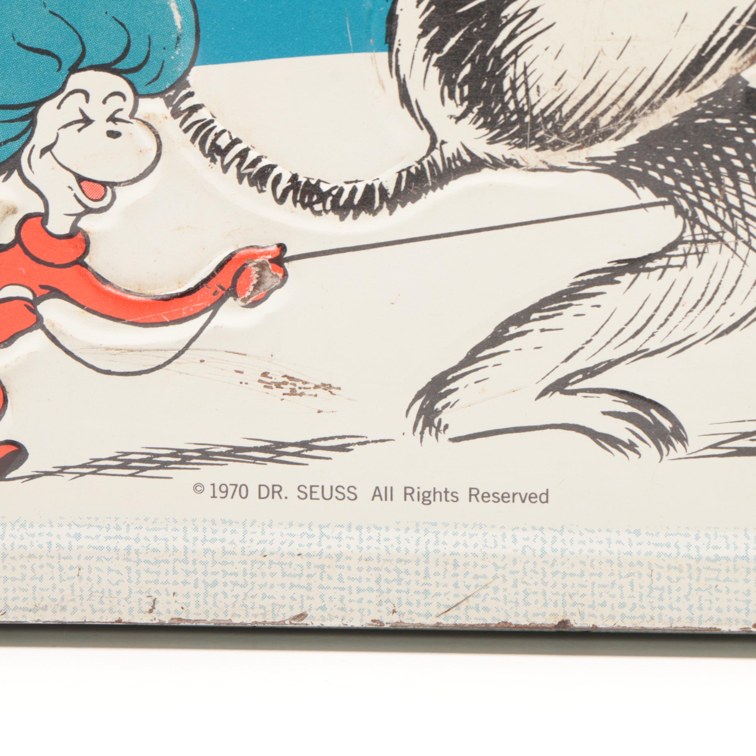 Circa 1970's Dr. Seuss Themed Vinyl and Tin Lunchboxes with Thermos