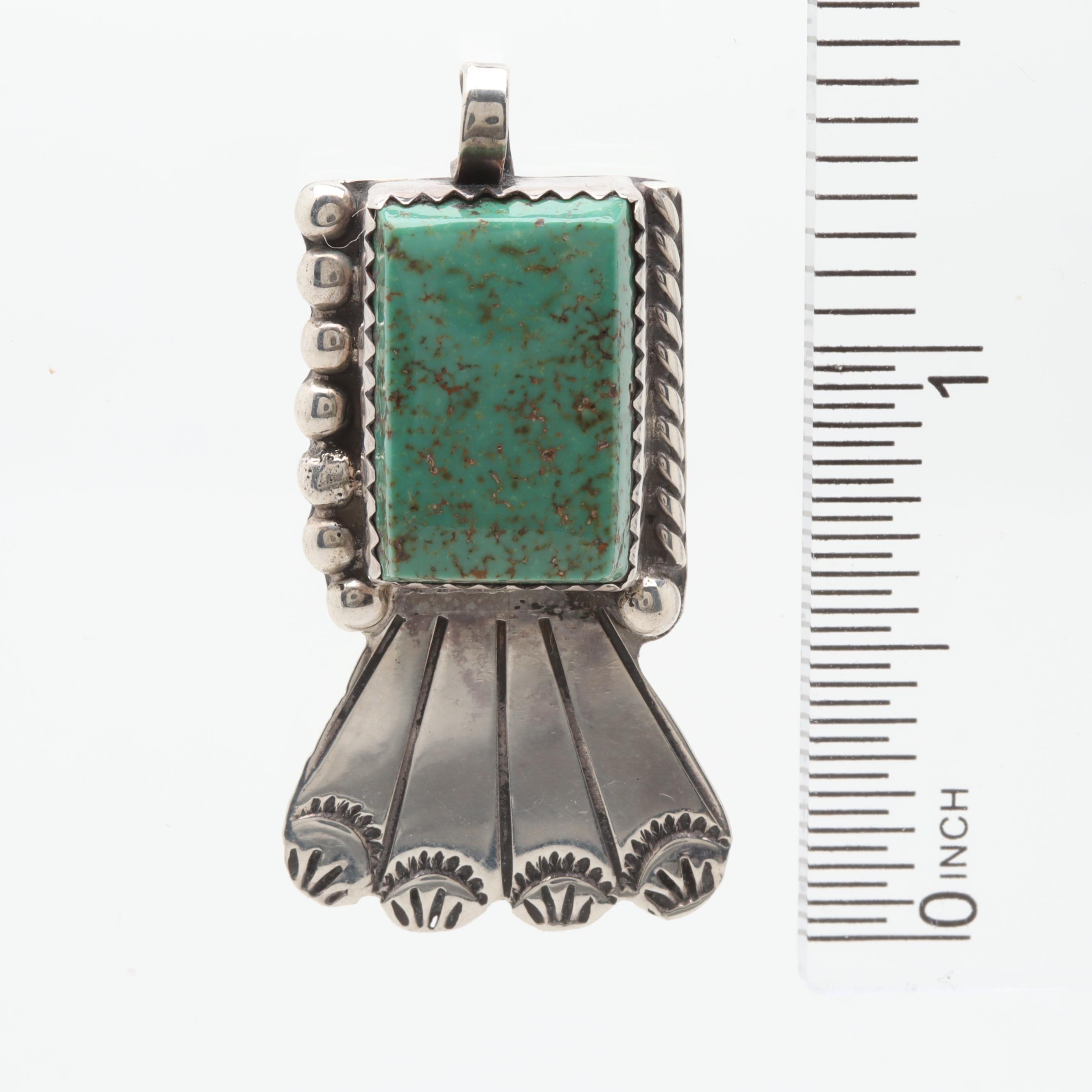 Tony Guerro Navajo Diné Sterling Silver Turquoise Pendant