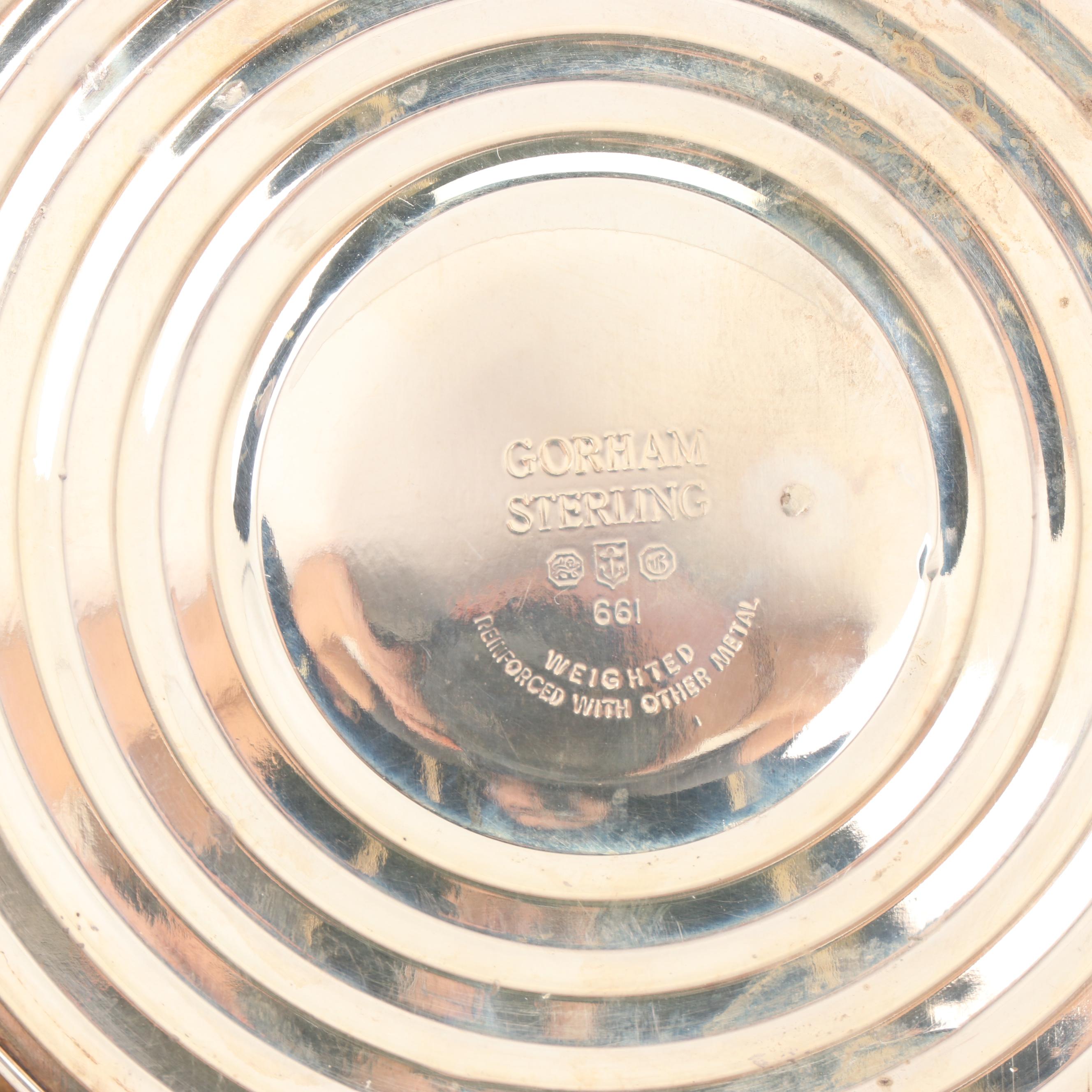 Gorham "Puritan" Sterling Silver Candlesticks and P.S. Co. Sterling Compote