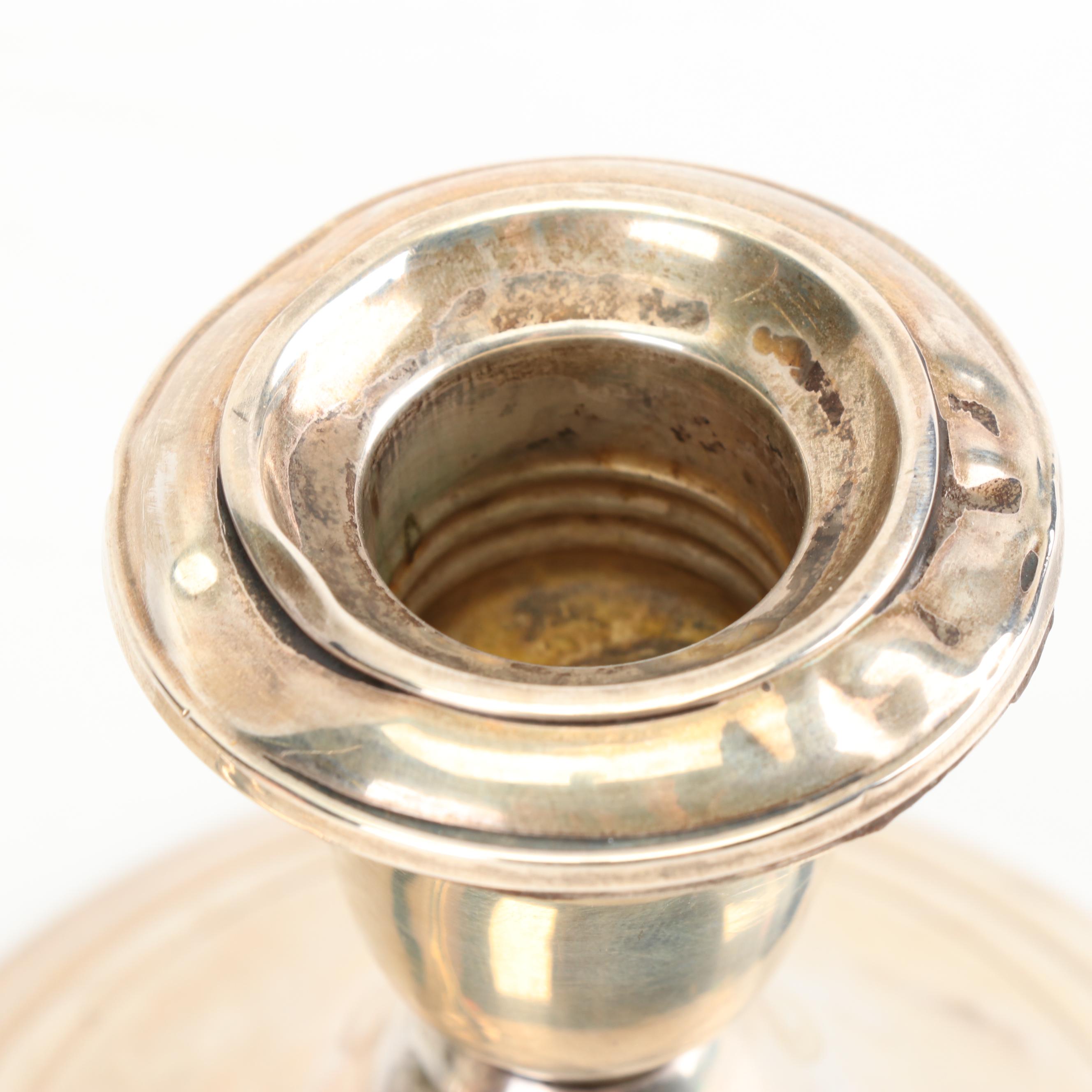 Gorham "Puritan" Sterling Silver Candlesticks and P.S. Co. Sterling Compote