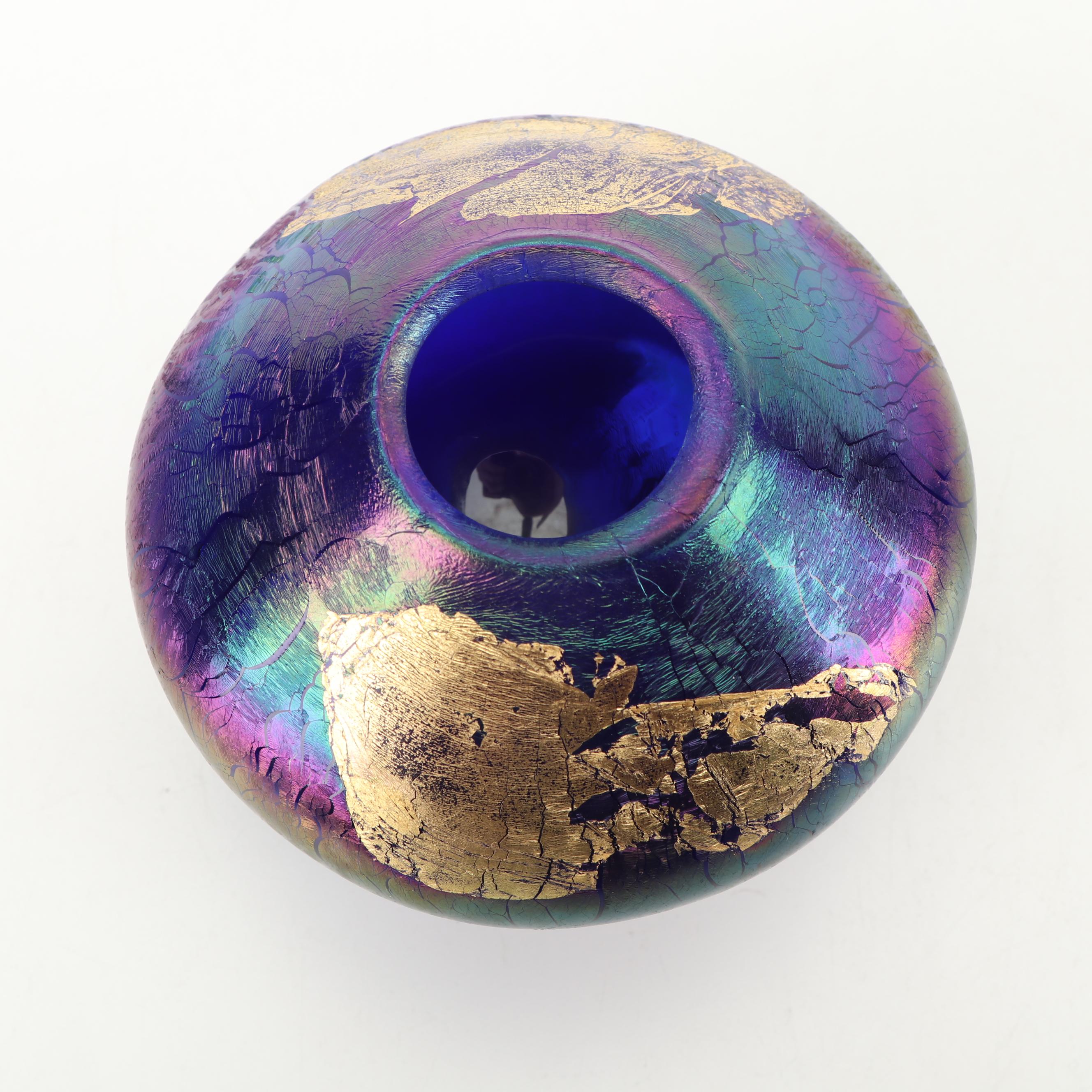 Robert Eickholt Iridescent Art Glass Vase