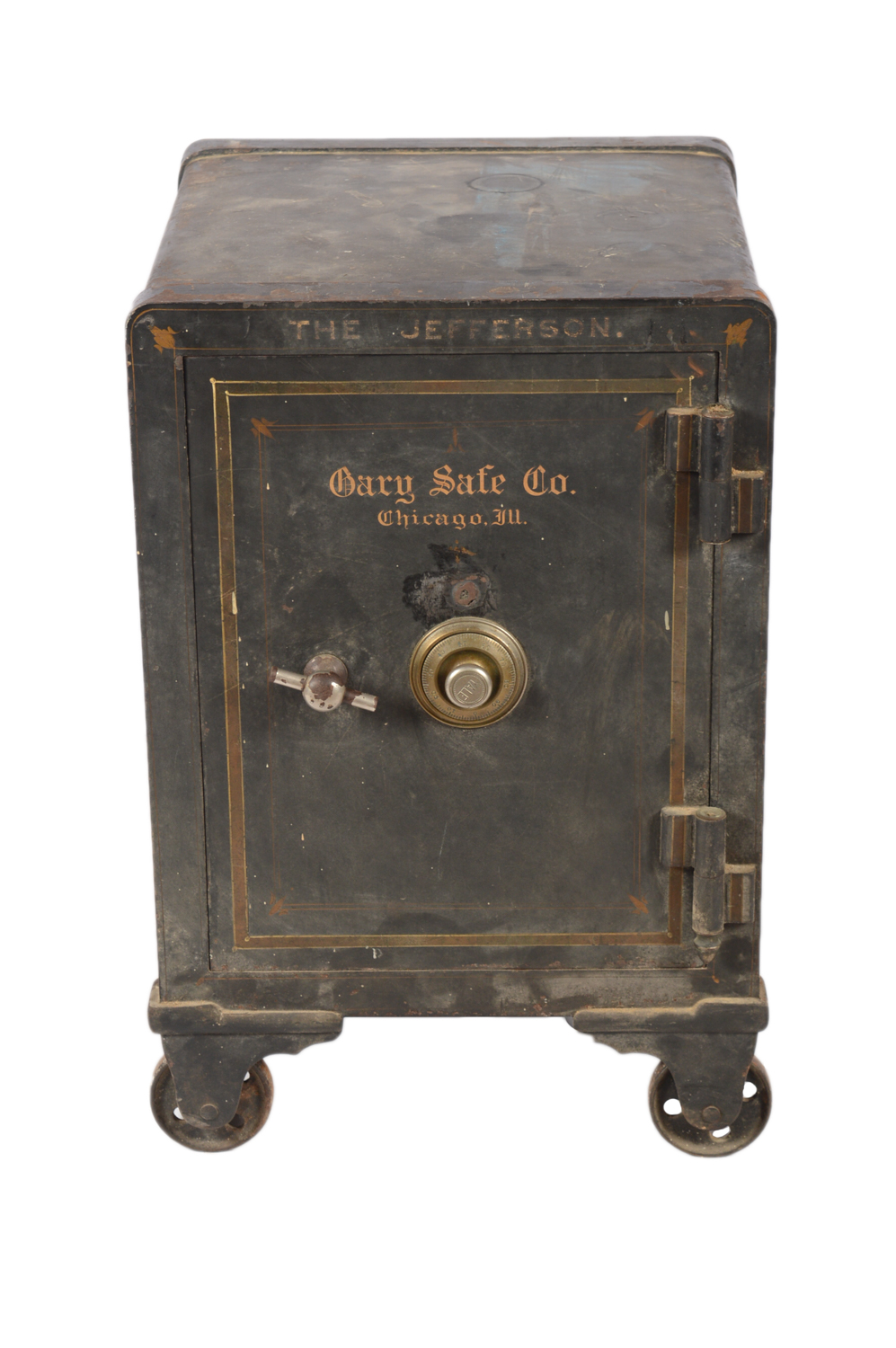 Late 1800s - Early 1900s Antique Cary Safe Co. of Chicago Safe with Castor Feet