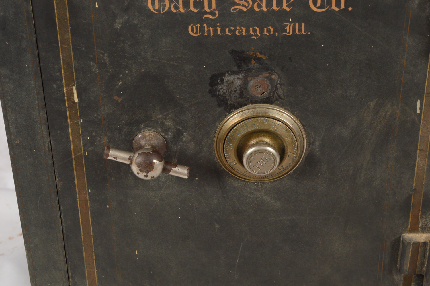 Late 1800s - Early 1900s Antique Cary Safe Co. of Chicago Safe with Castor Feet