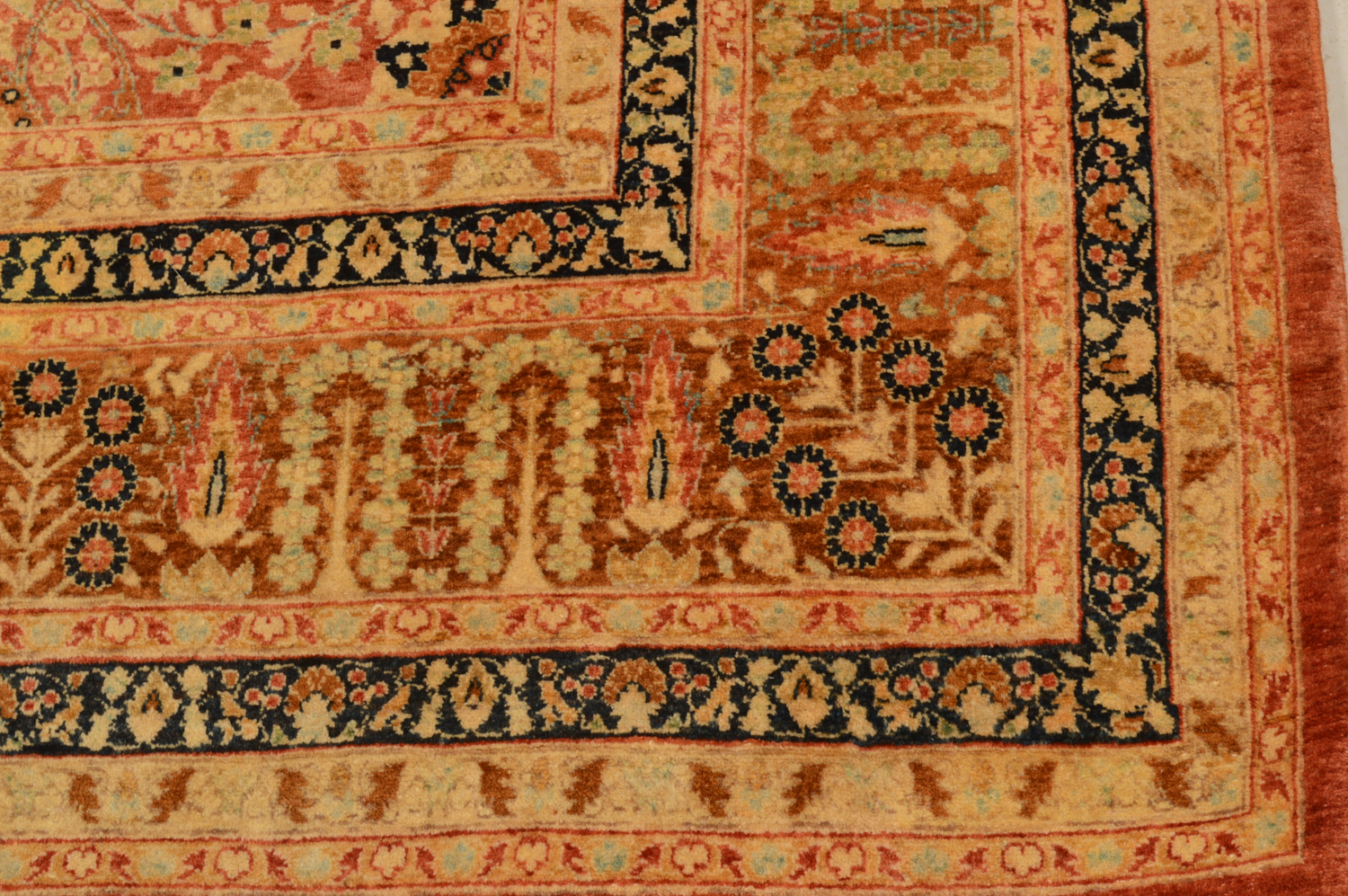 Finely Hand-Knotted Indian Tabriz Wool Rug