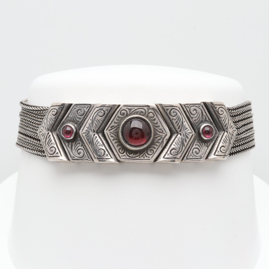 Sterling Silver Garnet Bracelet