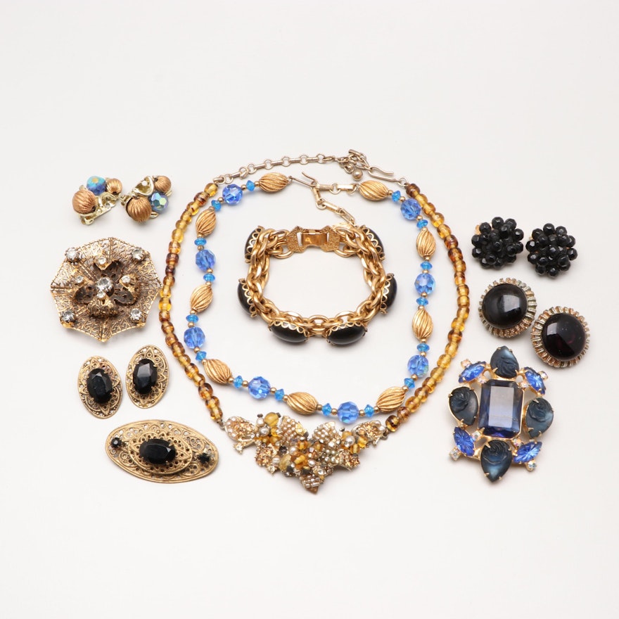 Vintage Colorful Costume Jewelry with Glass, Resin and Imitation Pearl