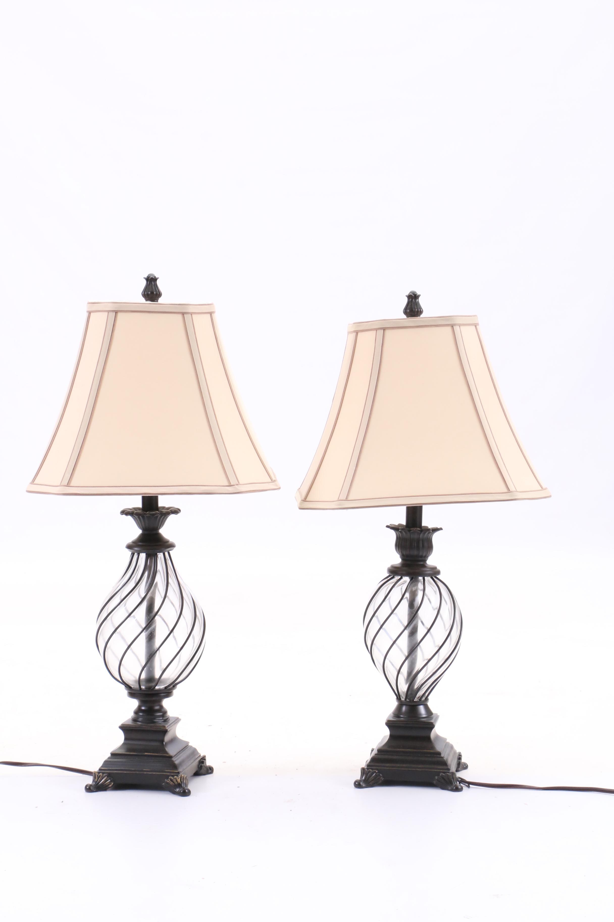 Pair of Glass Body Table Lamps