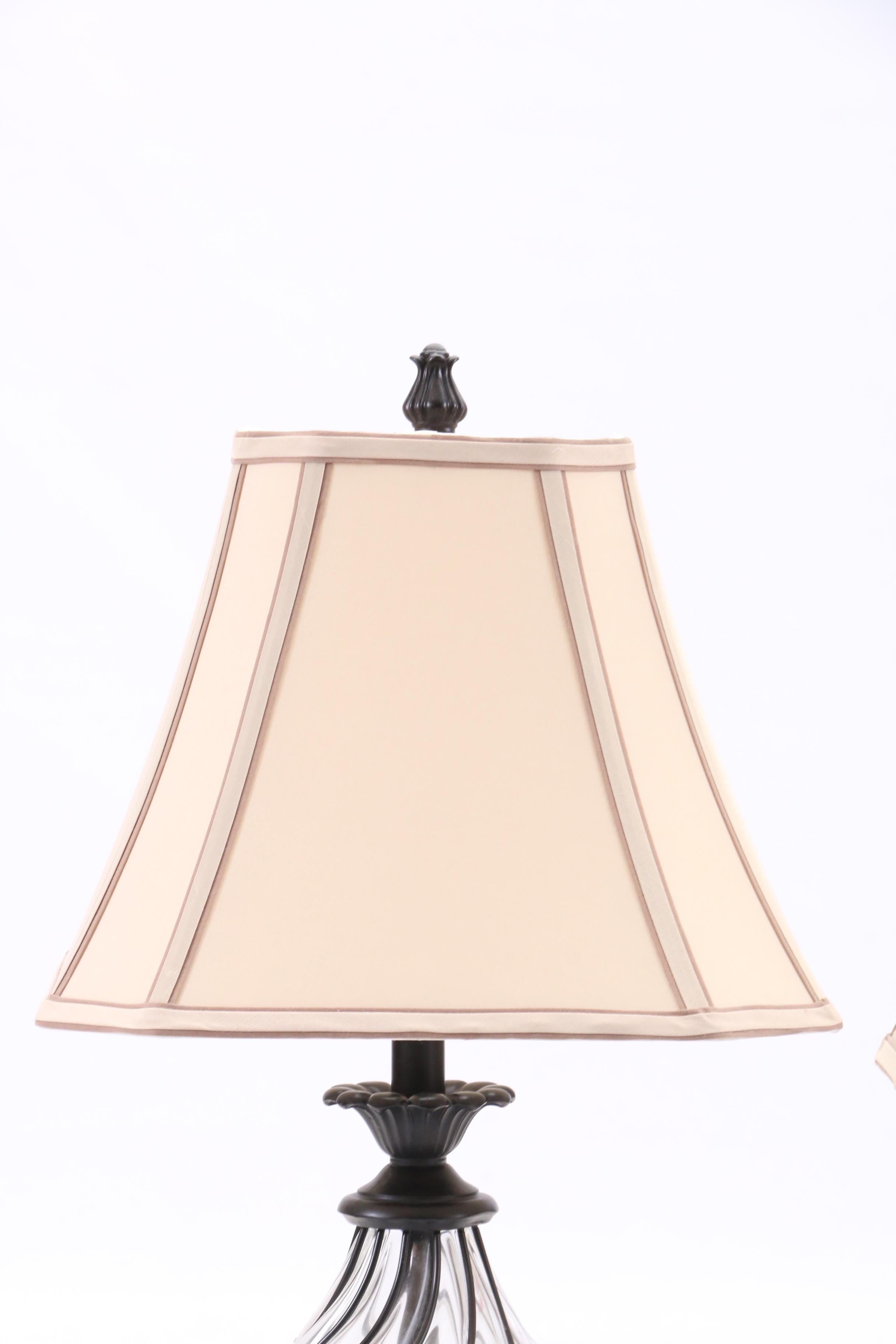 Pair of Glass Body Table Lamps