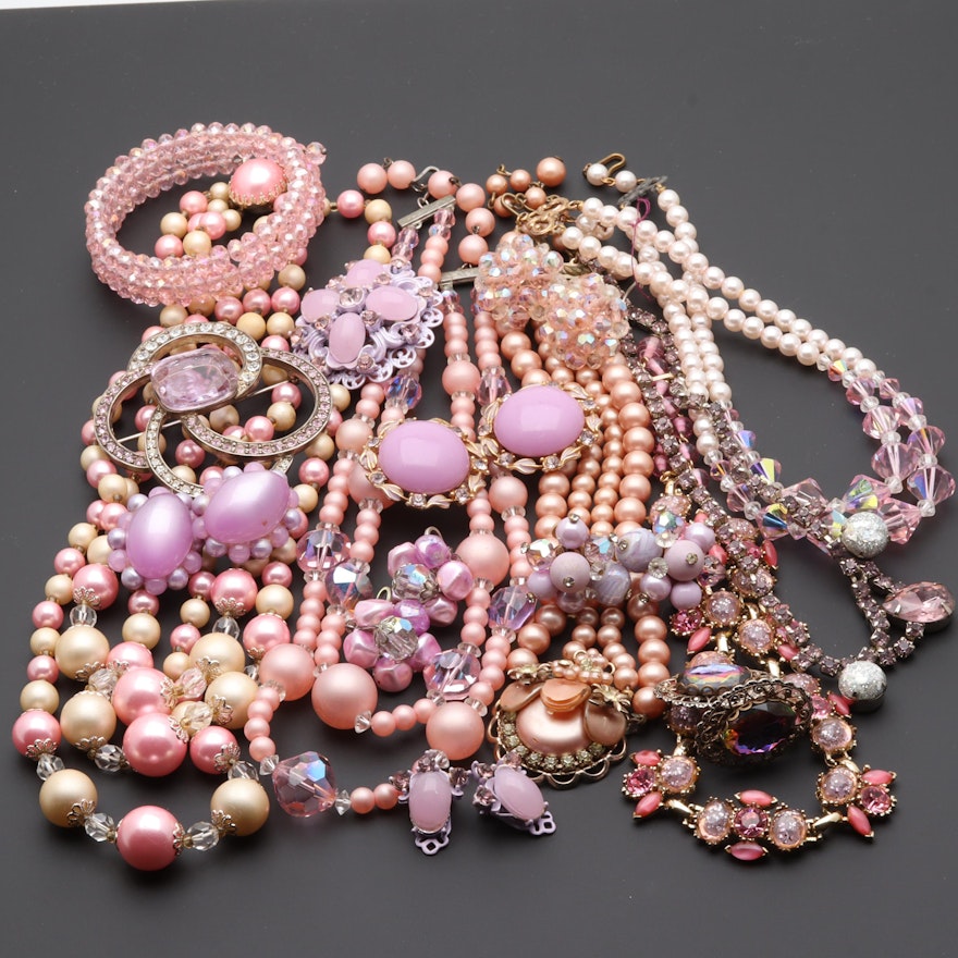 Vintage Imitation Pearl, Plastic and Glass Costume Jewelry Collection