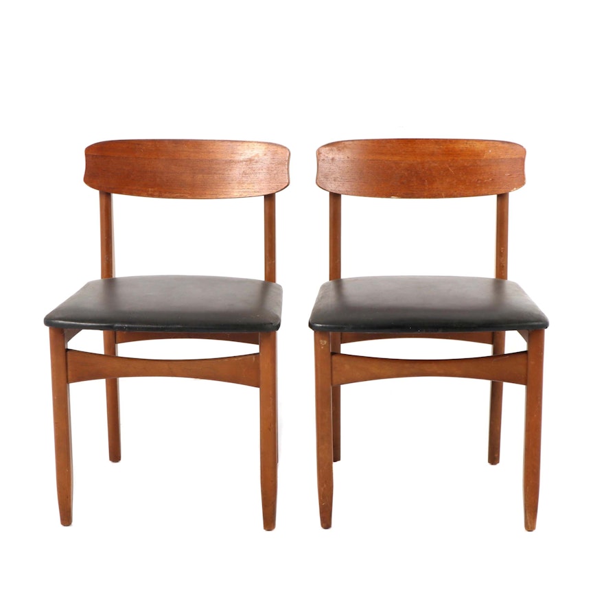 Danish Modern Vinyl Upholstered Side Chairs, Mid 20th Century