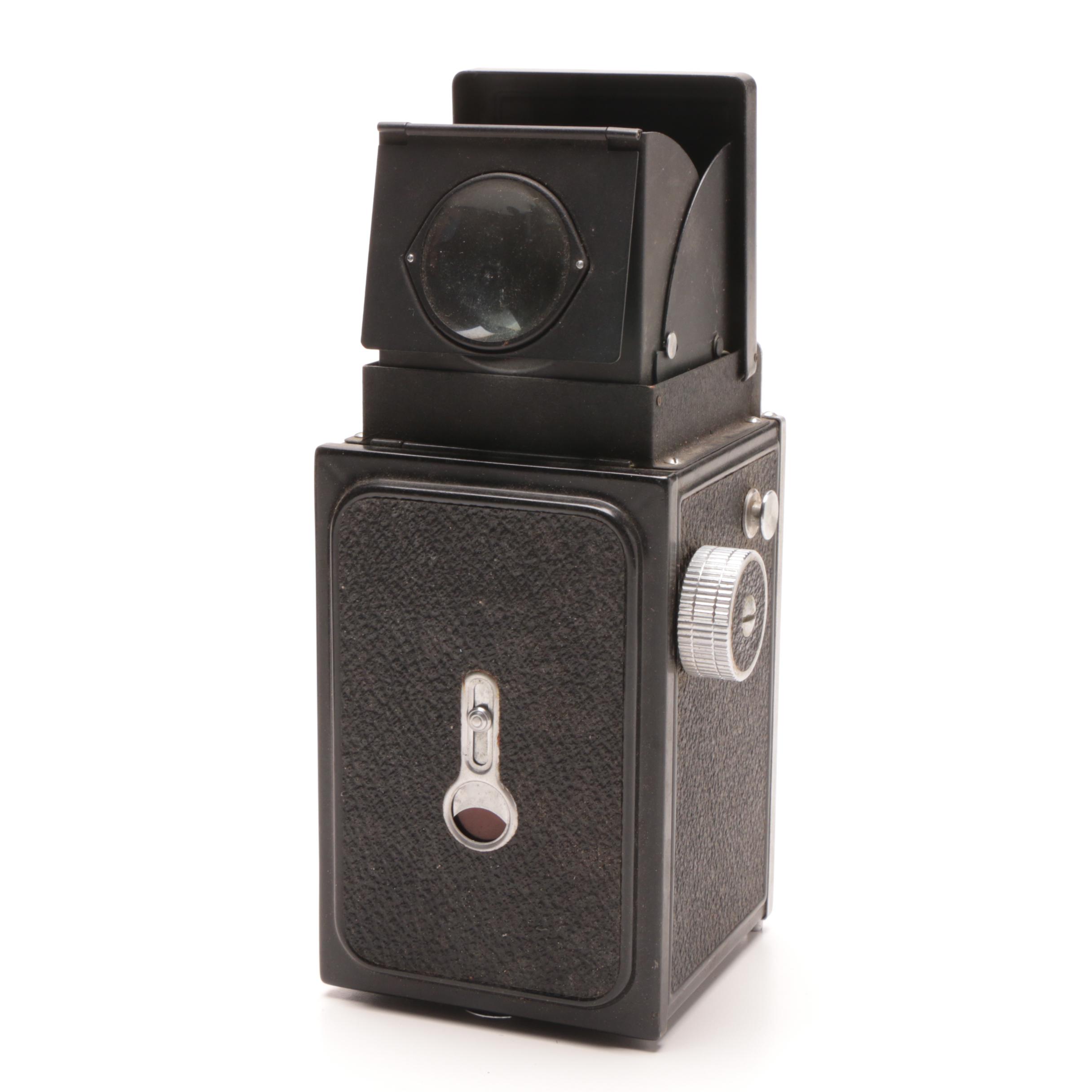 RicohFlex Model VI Camera and Leather Carrier and a Welta Folding Camera