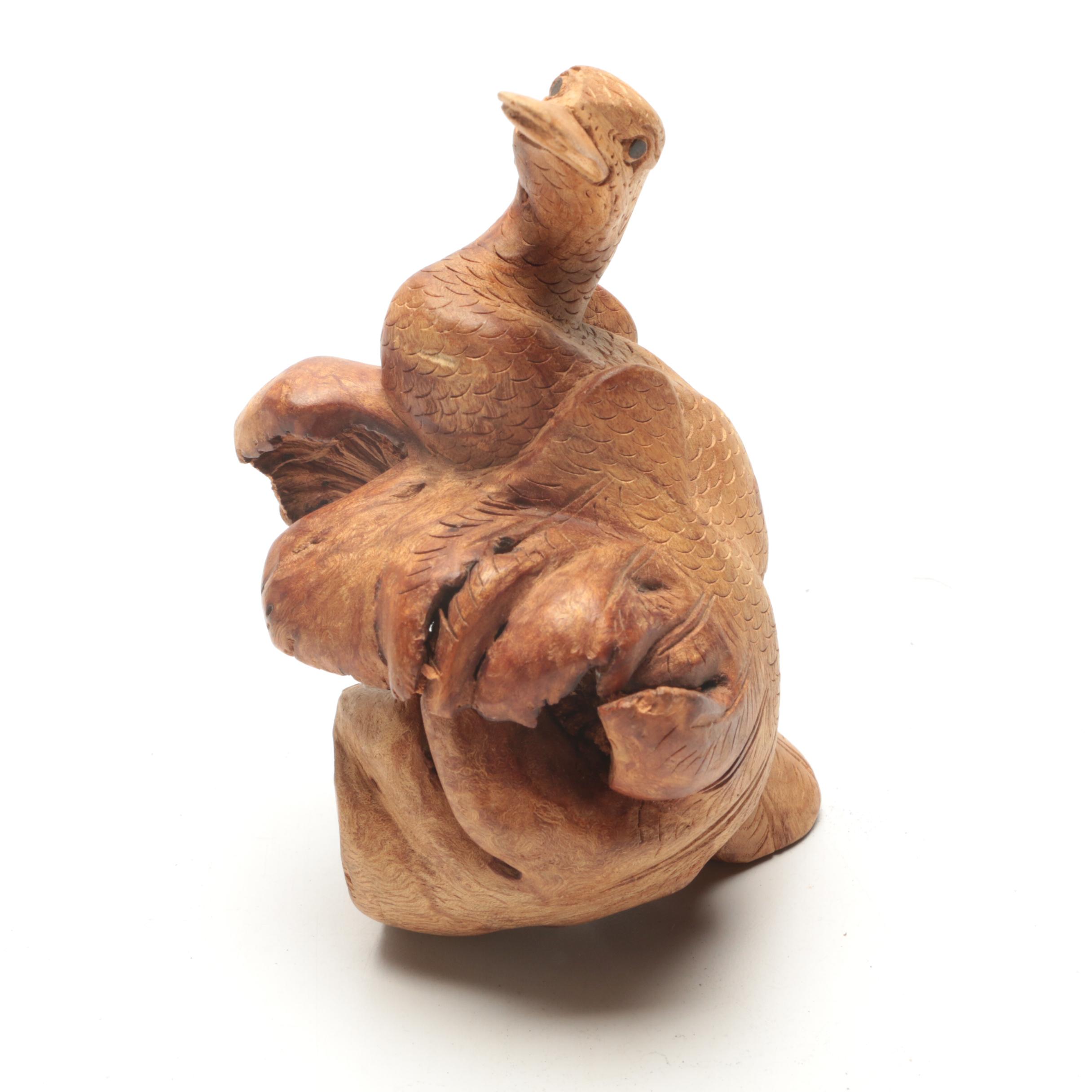 Hand Carved Burl Wood Animals