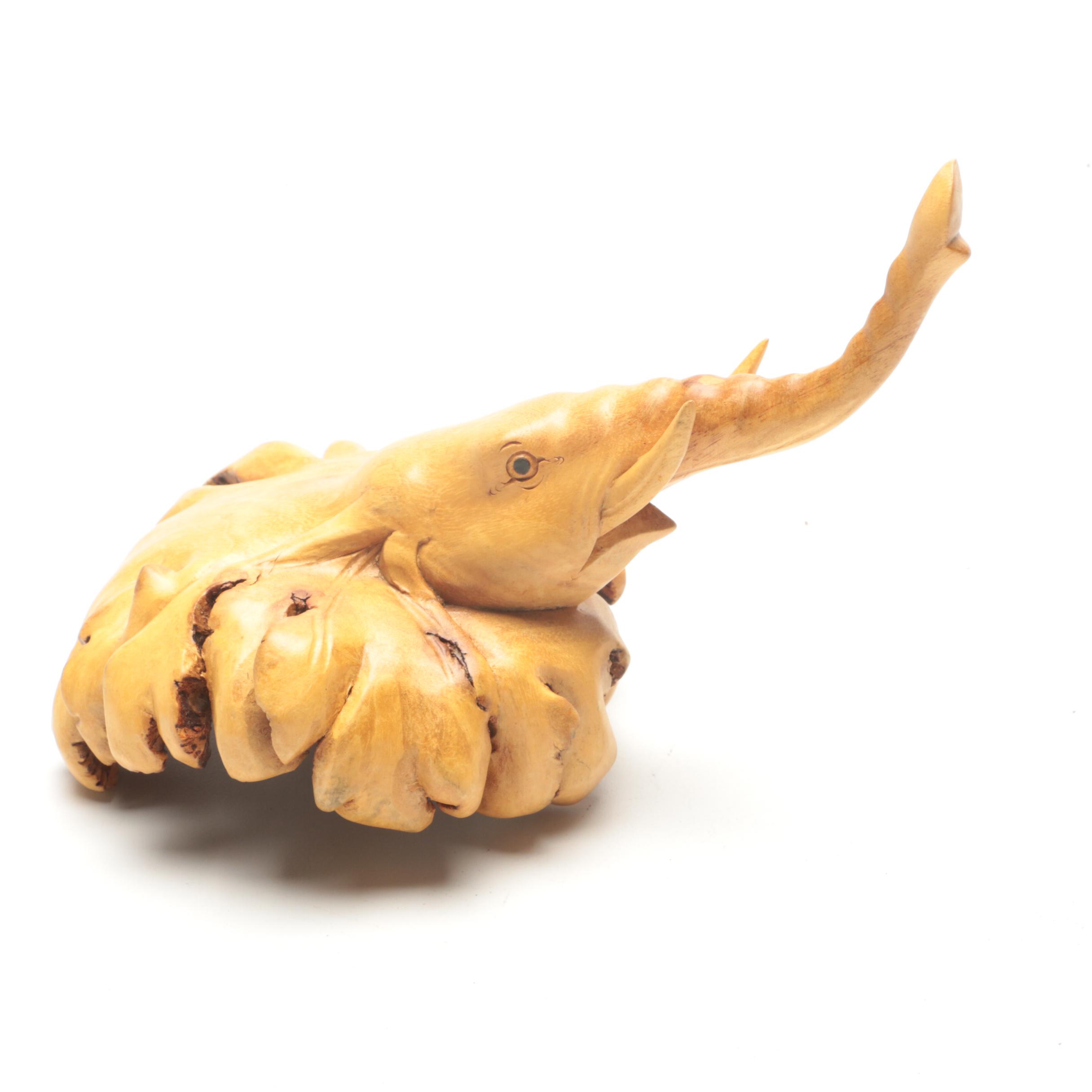 Hand Carved Burl Wood Animals