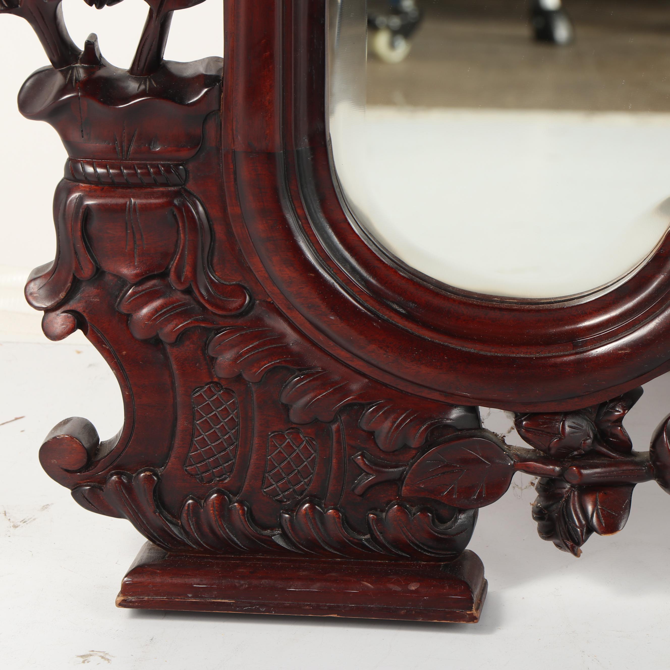 Elaborately Carved Full Length Mahogany Mirror