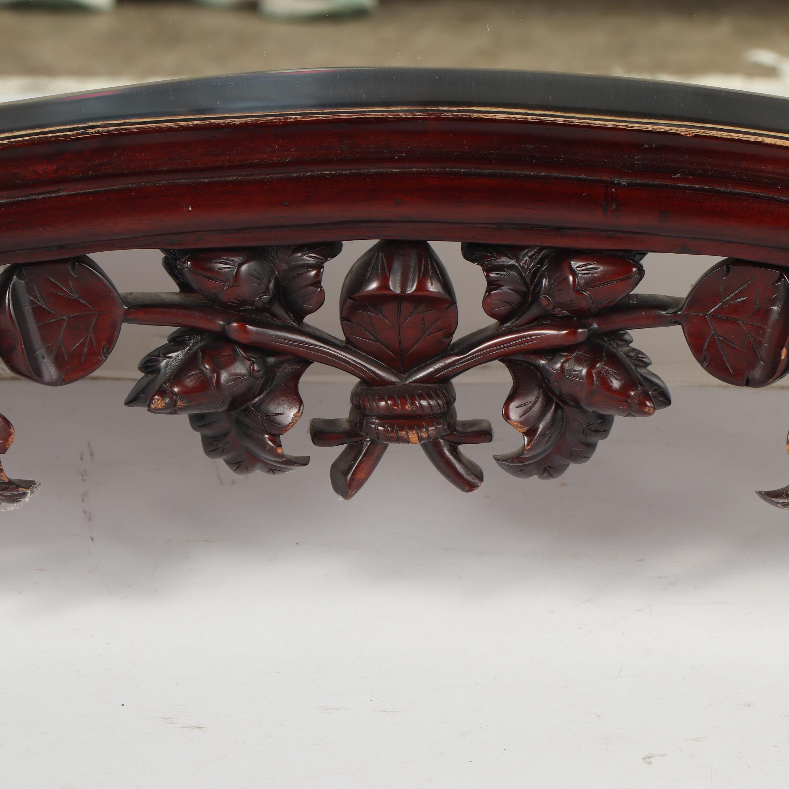 Elaborately Carved Full Length Mahogany Mirror