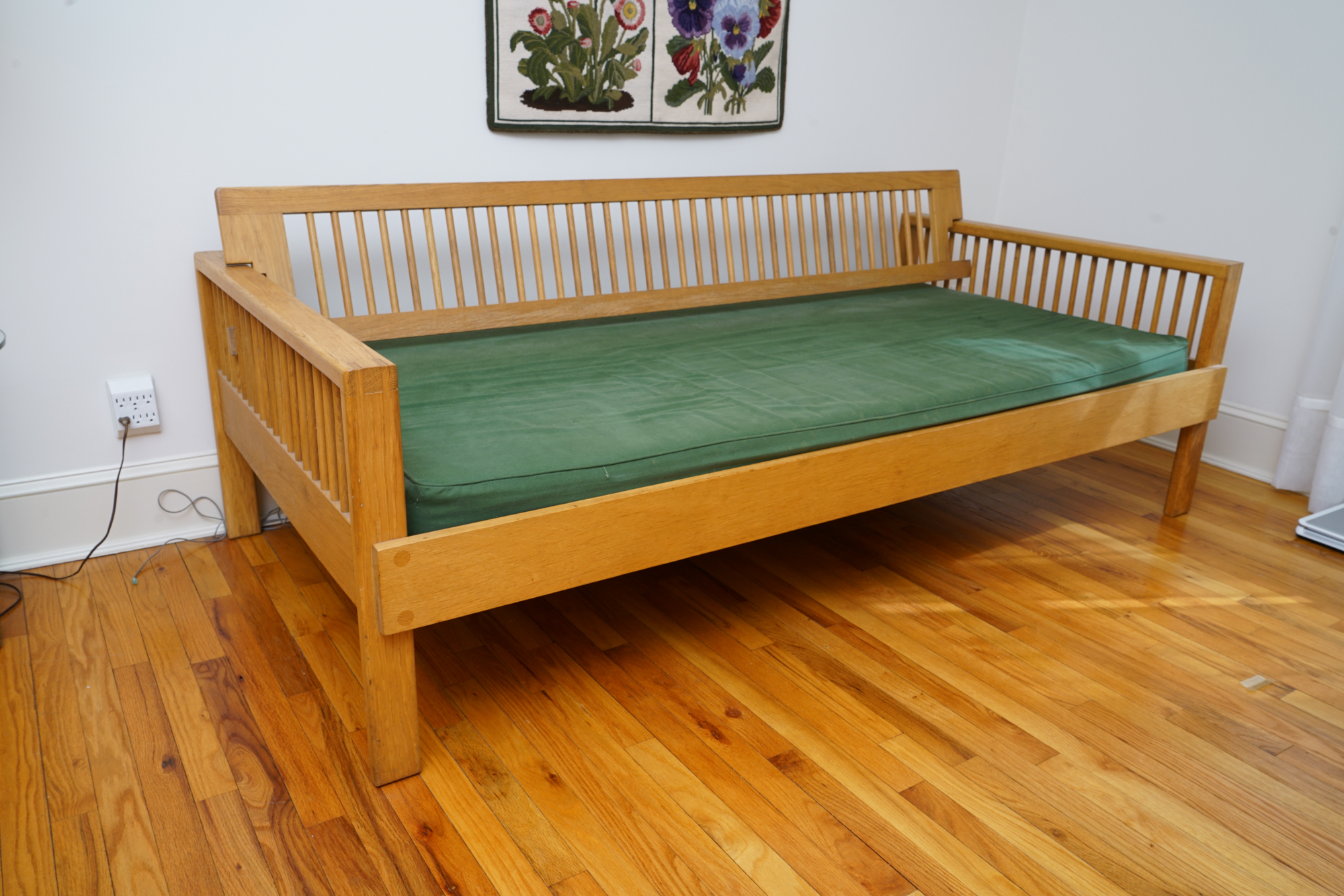 Contemporary Oak "Spindle" Sofa/Day Bed by Charles Webb