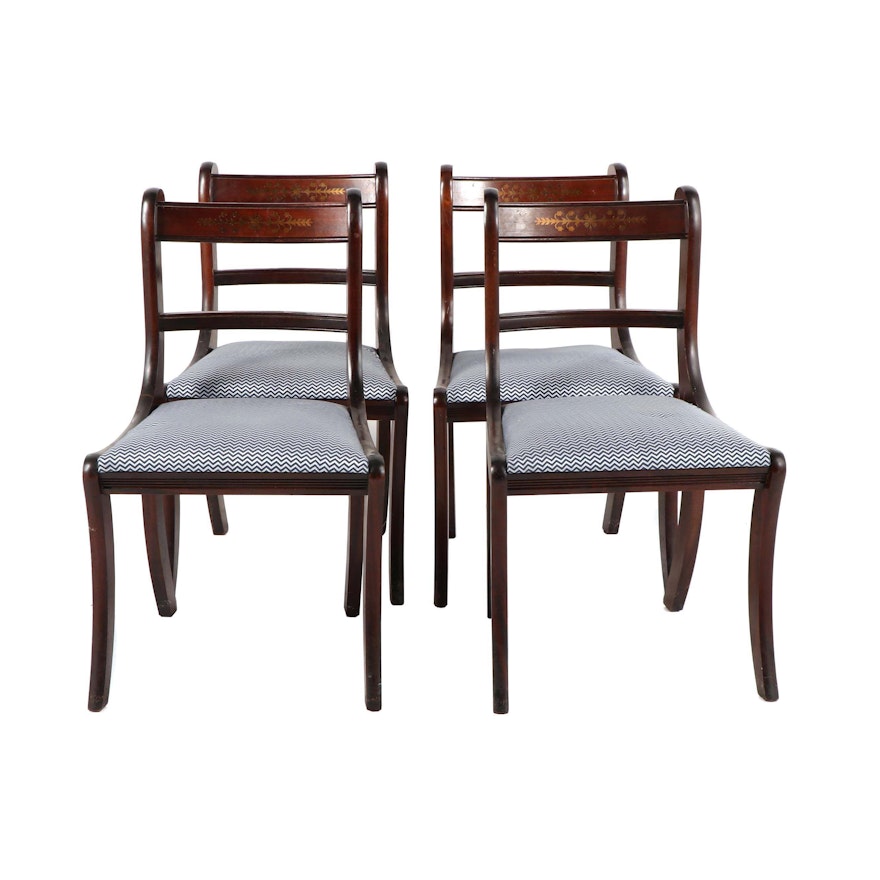 Federal Style Upholstered Dining Chairs, Mid 20th Century