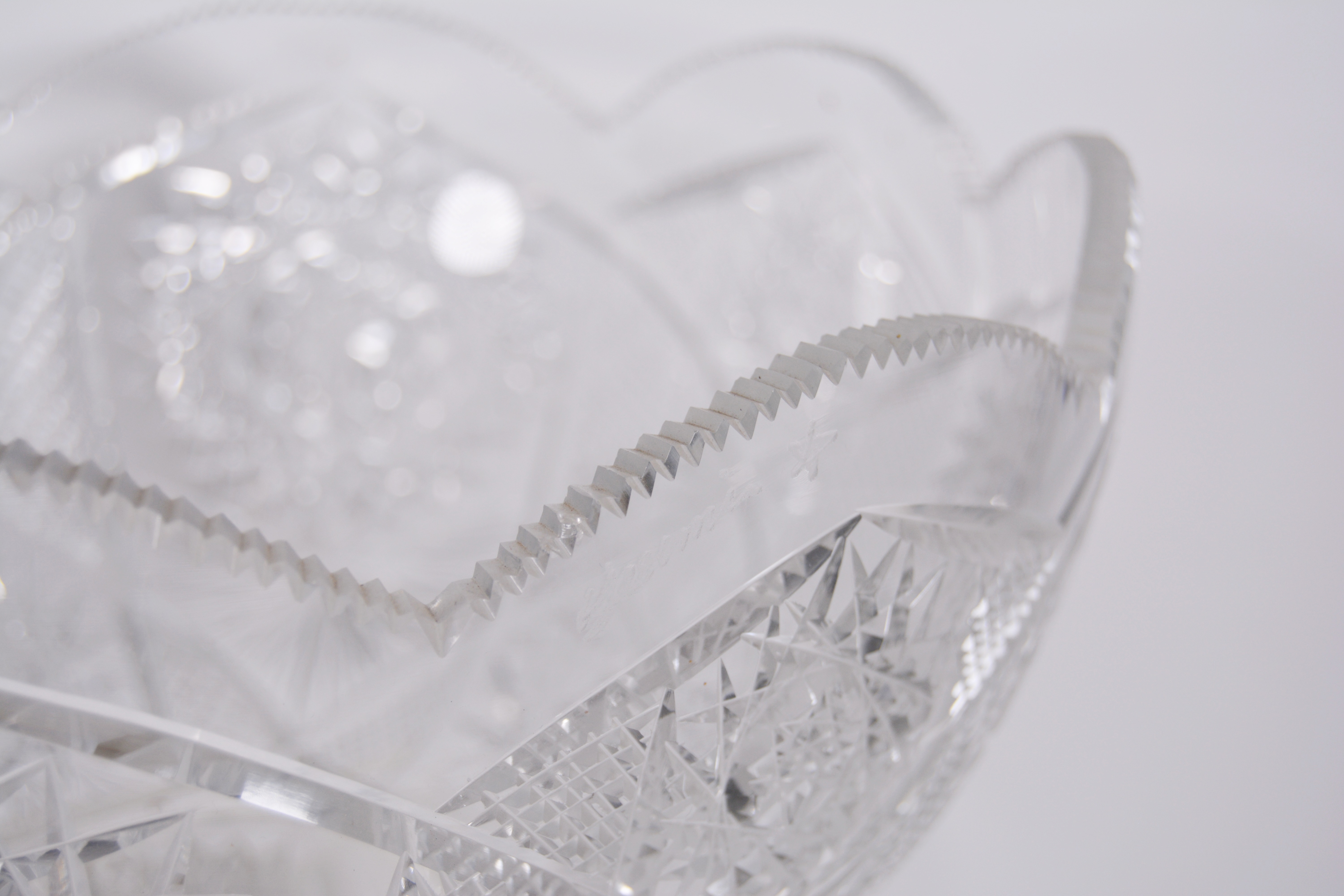 American Brilliant Period Cut Glass Pedestal Punch Bowl