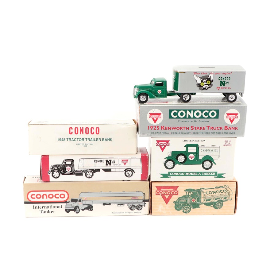 Die-Cast Tanker Trucks and Tractor Trailers featuring Conoco