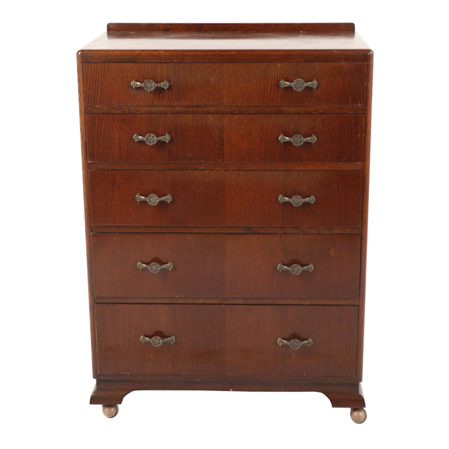 English Oak Chest of Drawers, Late 19th Century/Early 20th Century