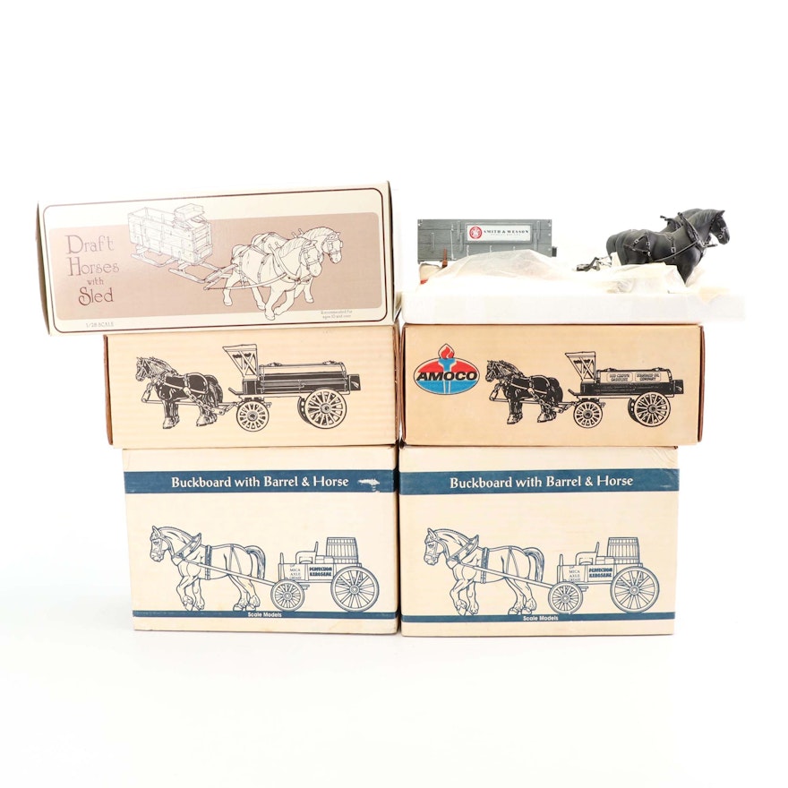 Ertl and First Gear Replica Horse Drawn Wagons and Sled