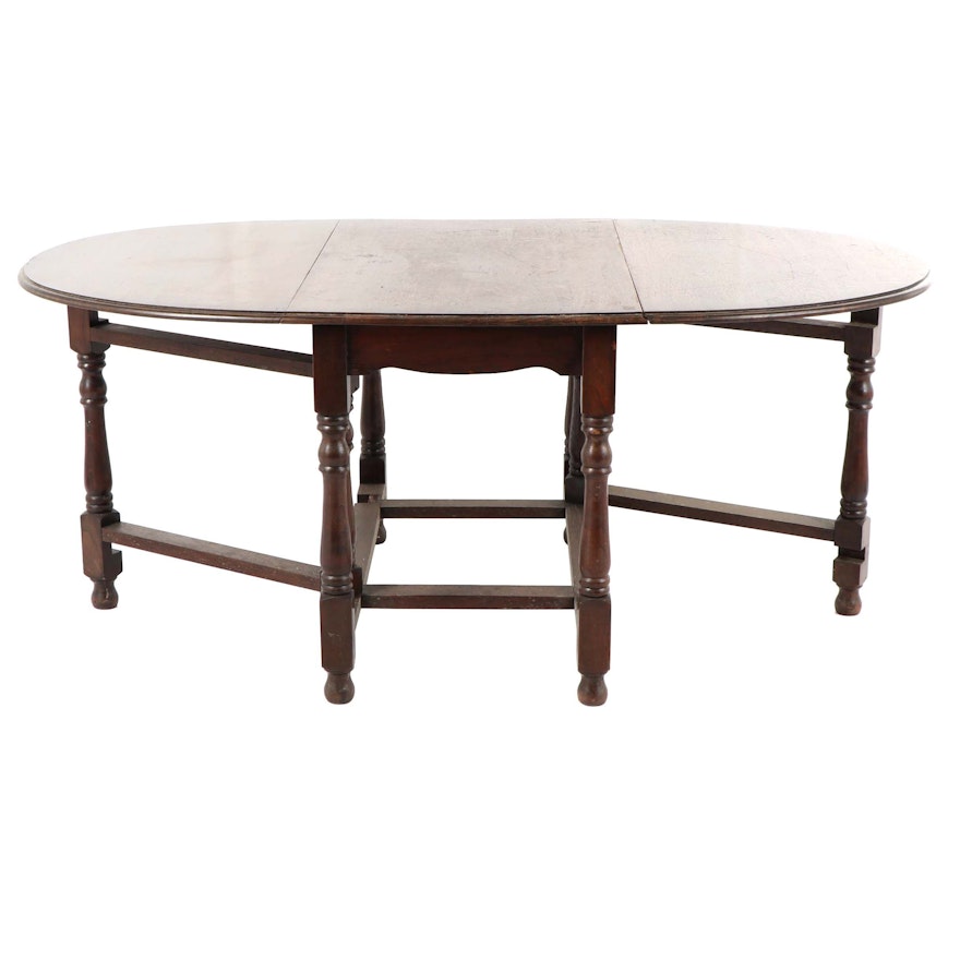 Oak Drop Leaf Dining Table, Early 20th Century