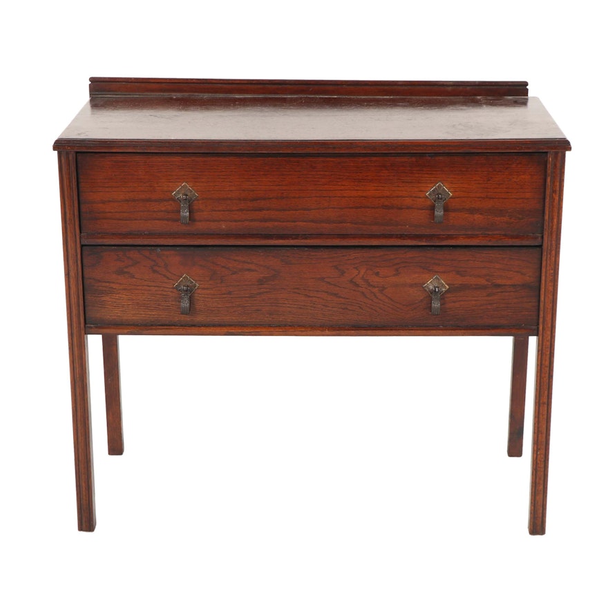 English Oak Two-Drawer Chest, Late 19th Century/Early 20th Century
