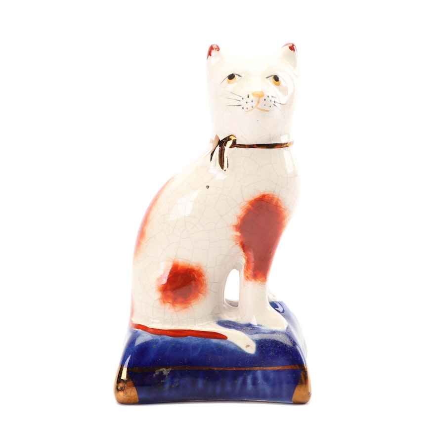 Staffordshire Style Sitting Cat Figurine