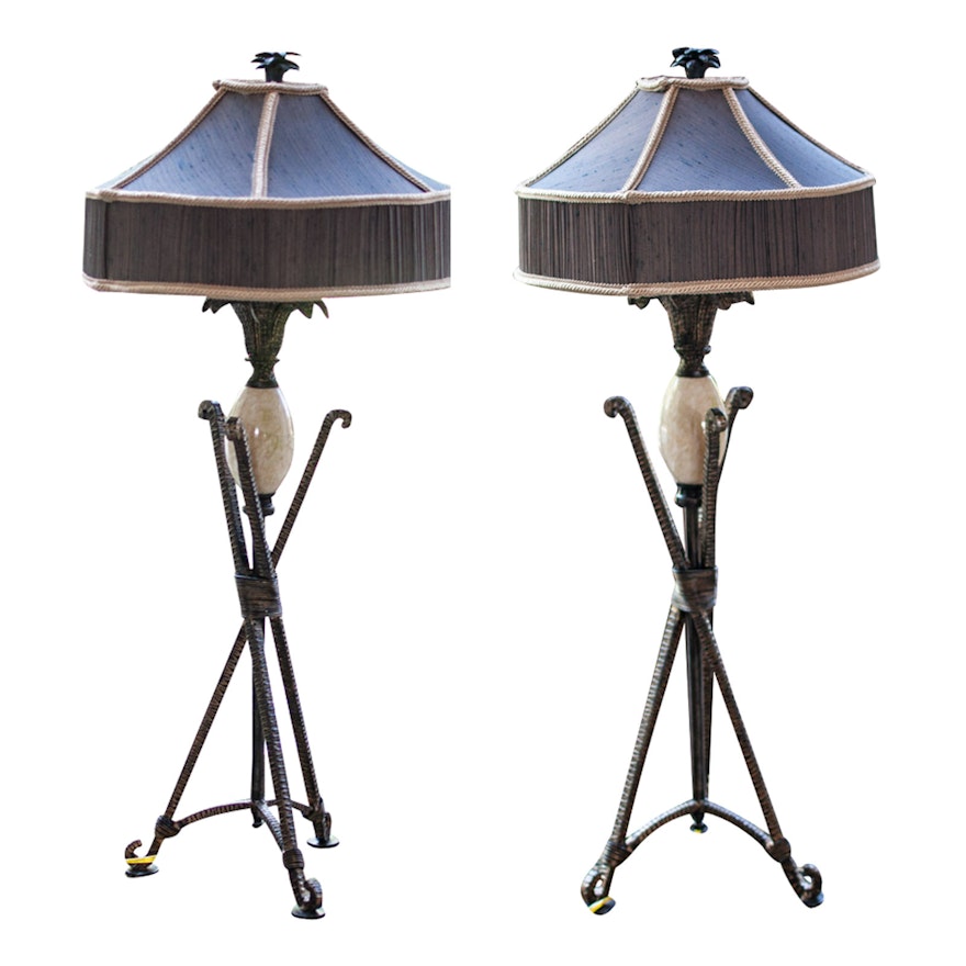 Contemporary Decorator Lamps with Stone Accents