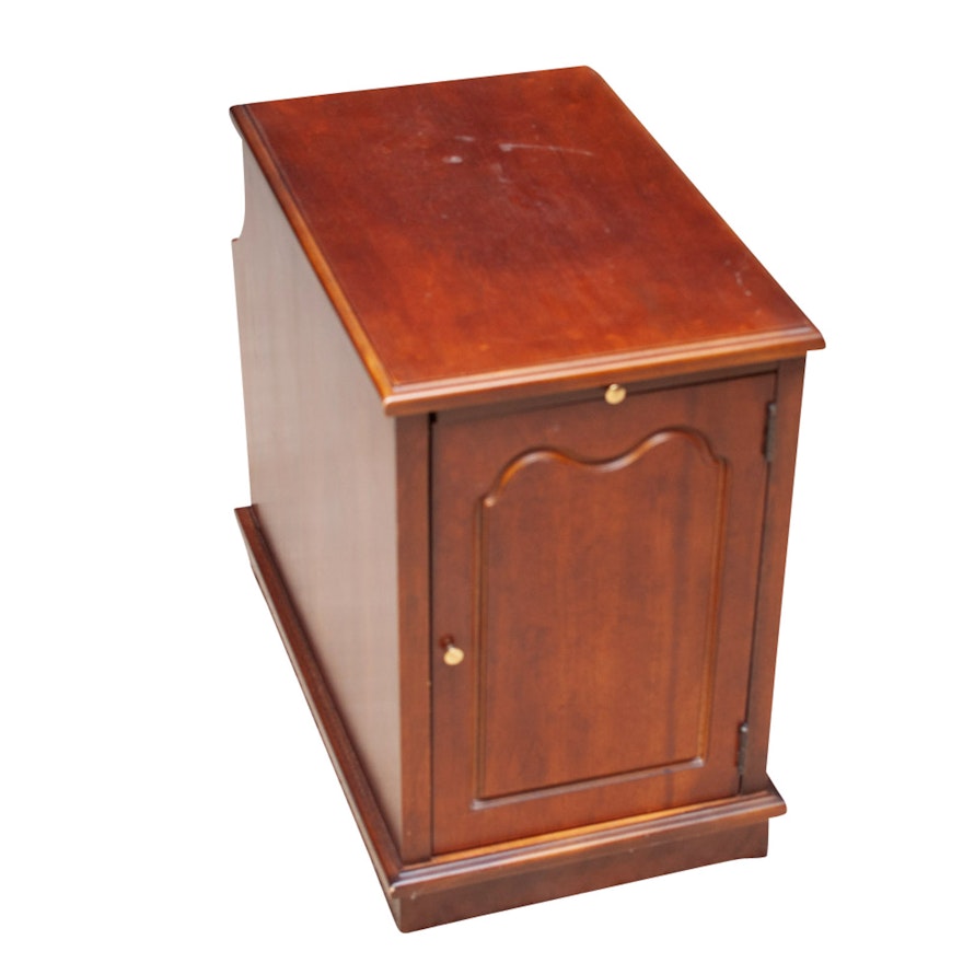 Mahogany Finish Side Table with Cabinet by Lane Furniture, Late 20th Century