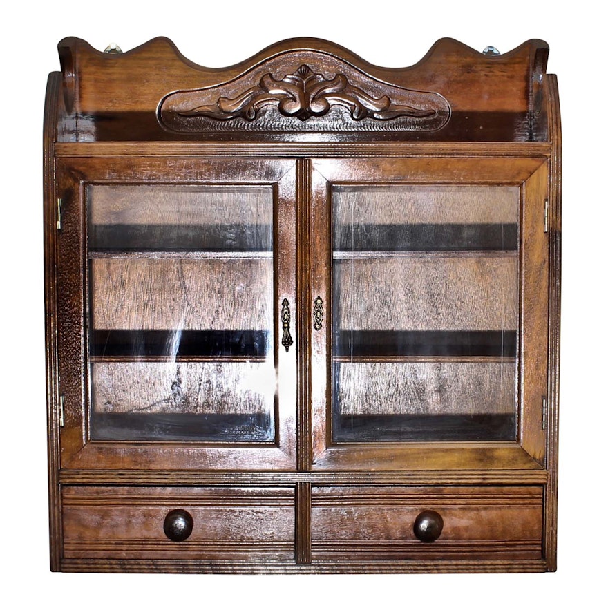 Victorian Style Mahogany Wall Mount Display Cabinet, Late 20th Century