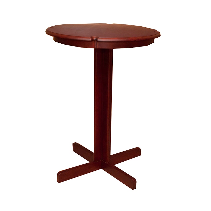 Contemporary Mahogany Finish Circular Pool Stick Table