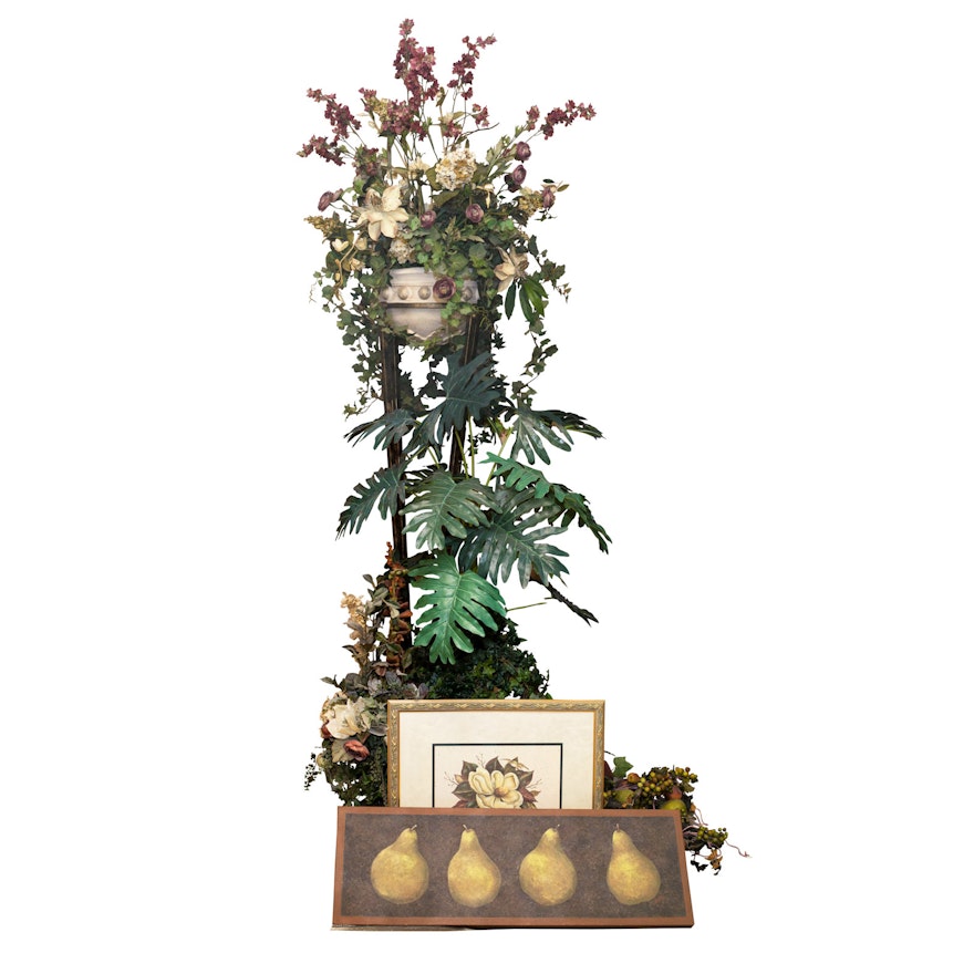 Faux Foliage with Framed Magnolia and Pear Prints