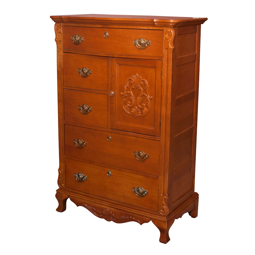 Victorian Style Oak Chest by Stanley Furniture, 20th Century