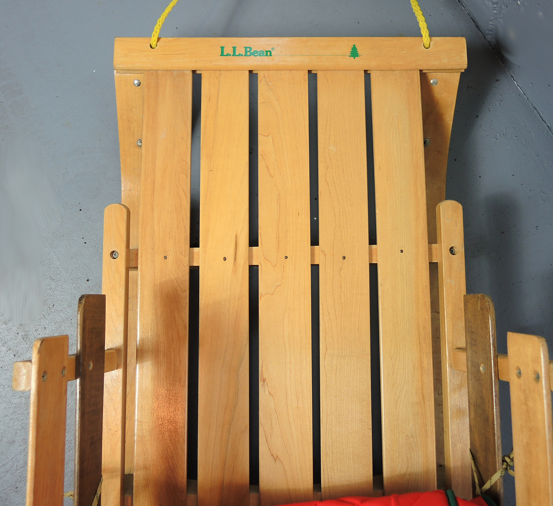 Vintage L. L. Bean Wooden Sled with Dog Harness