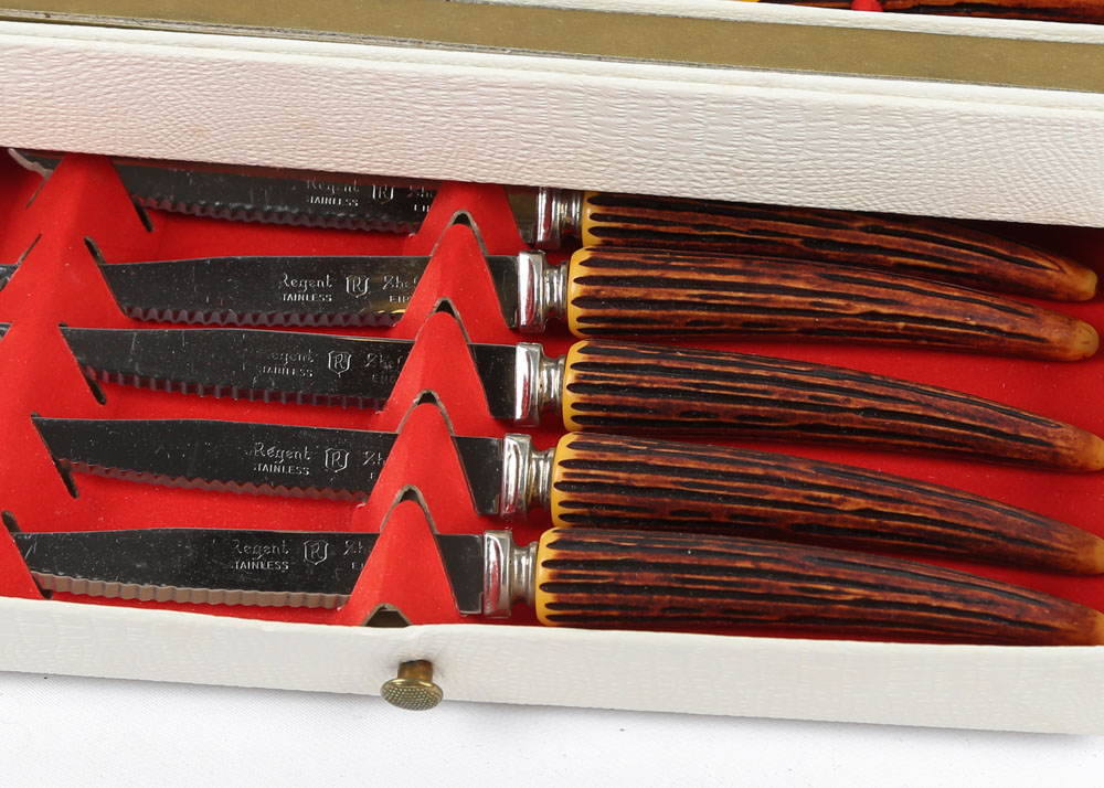 Vintage Regent Sheffield "Nu-Stag" and "Stratawood" Knife Sets