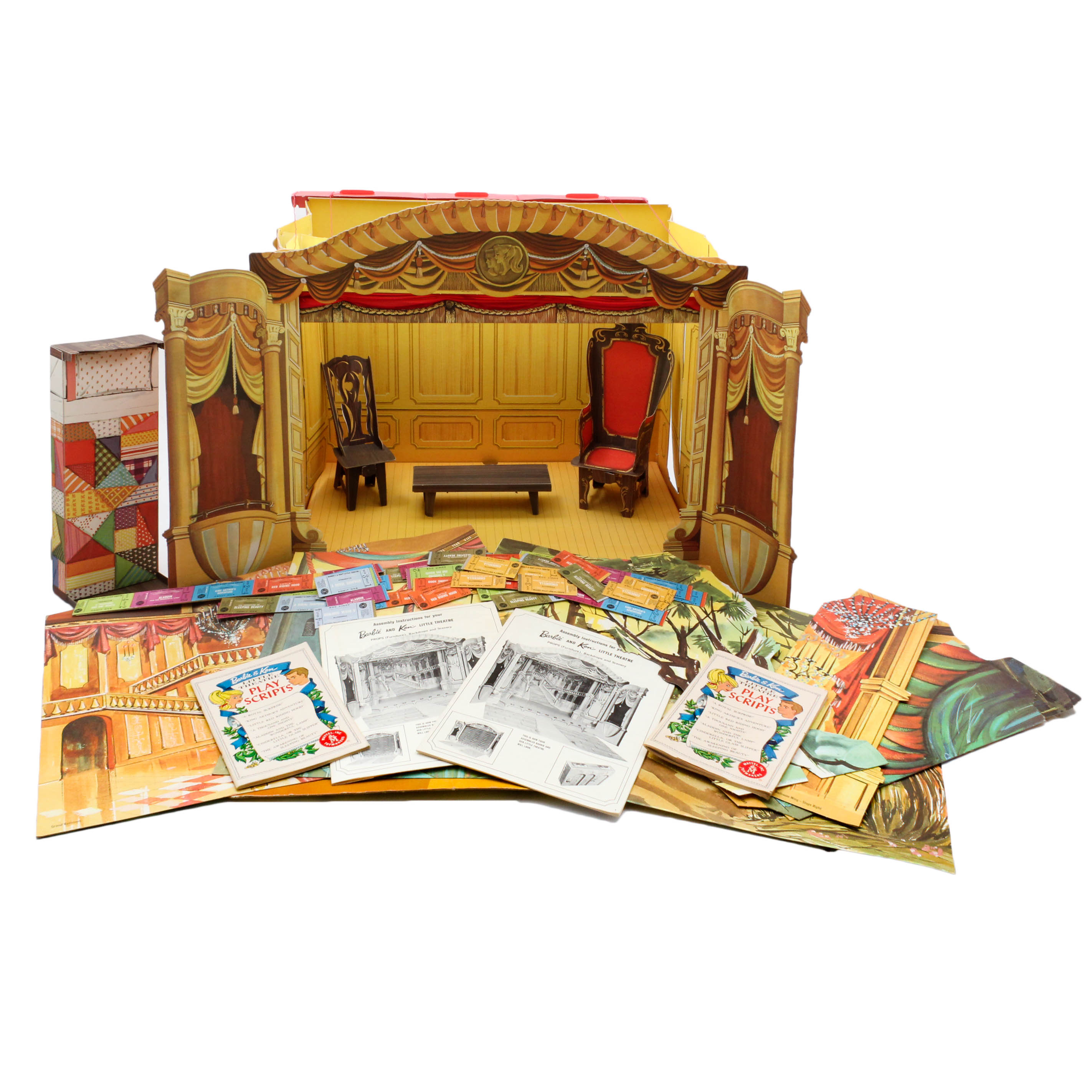 Vintage 1960s Barbie "Little Theatre" Play Set and Accessories