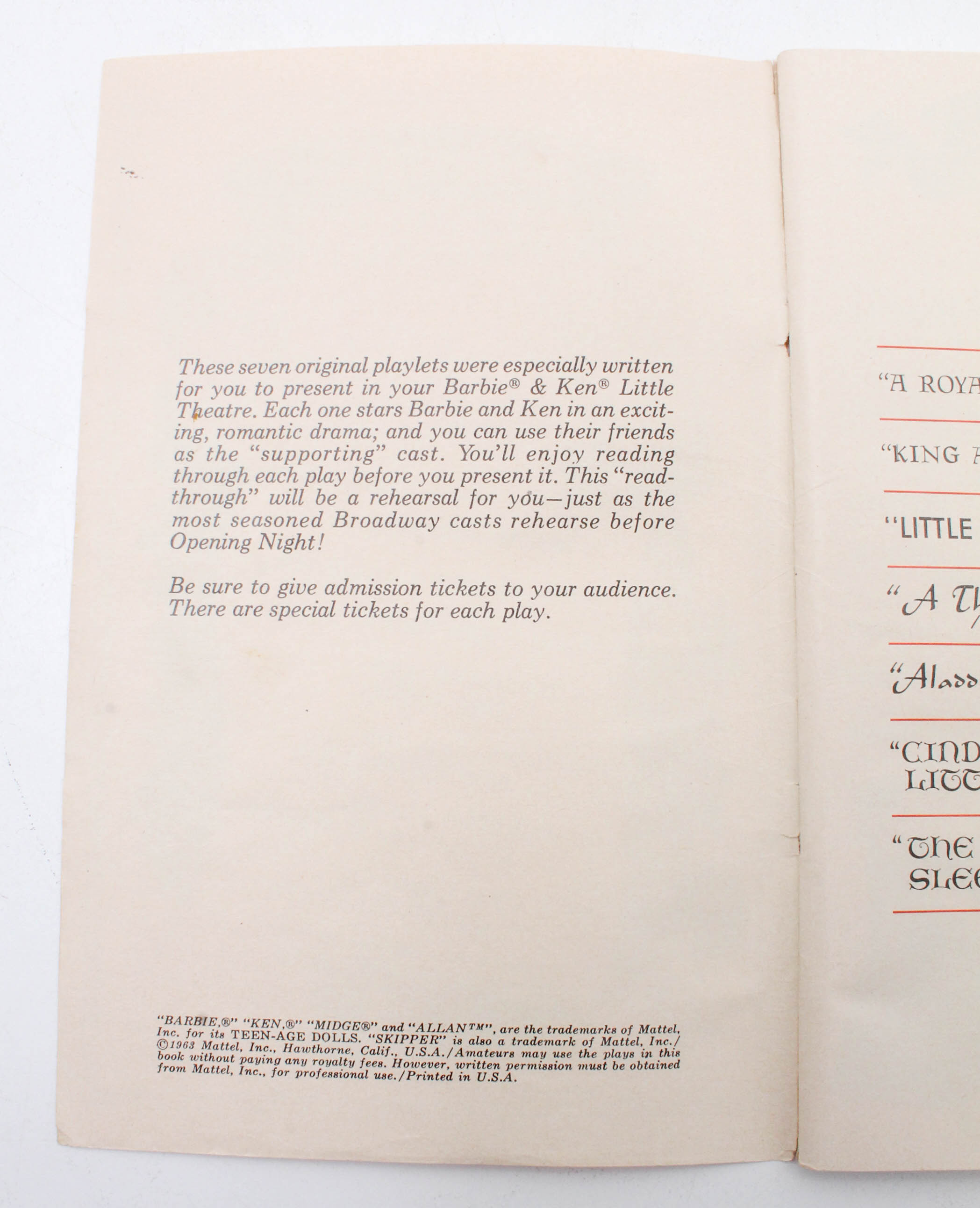 Vintage 1960s Barbie "Little Theatre" Play Set and Accessories