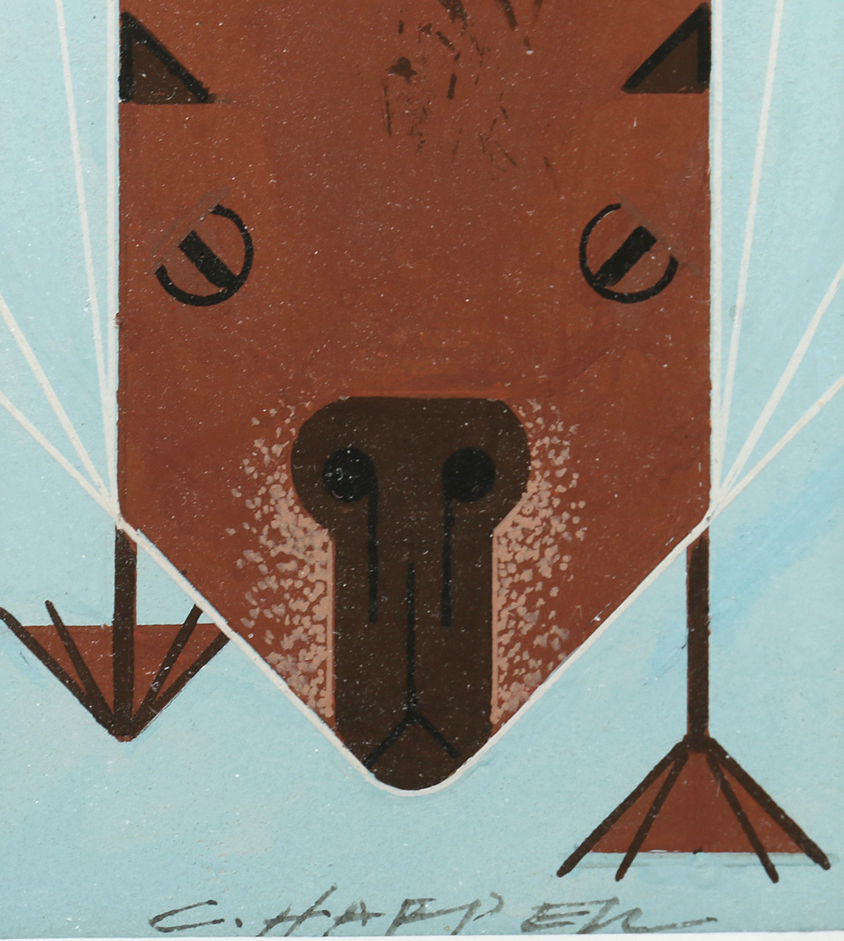 Original Charley Harper 1968 Gouache Painting "Capybara"