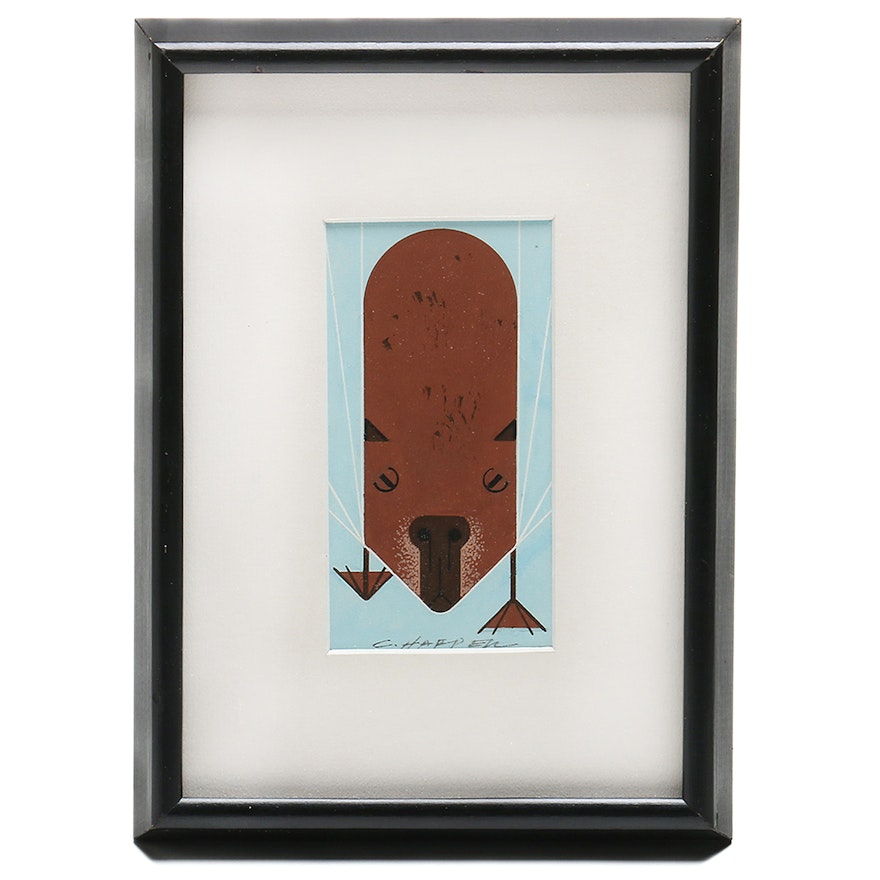 Original Charley Harper 1968 Gouache Painting "Capybara"