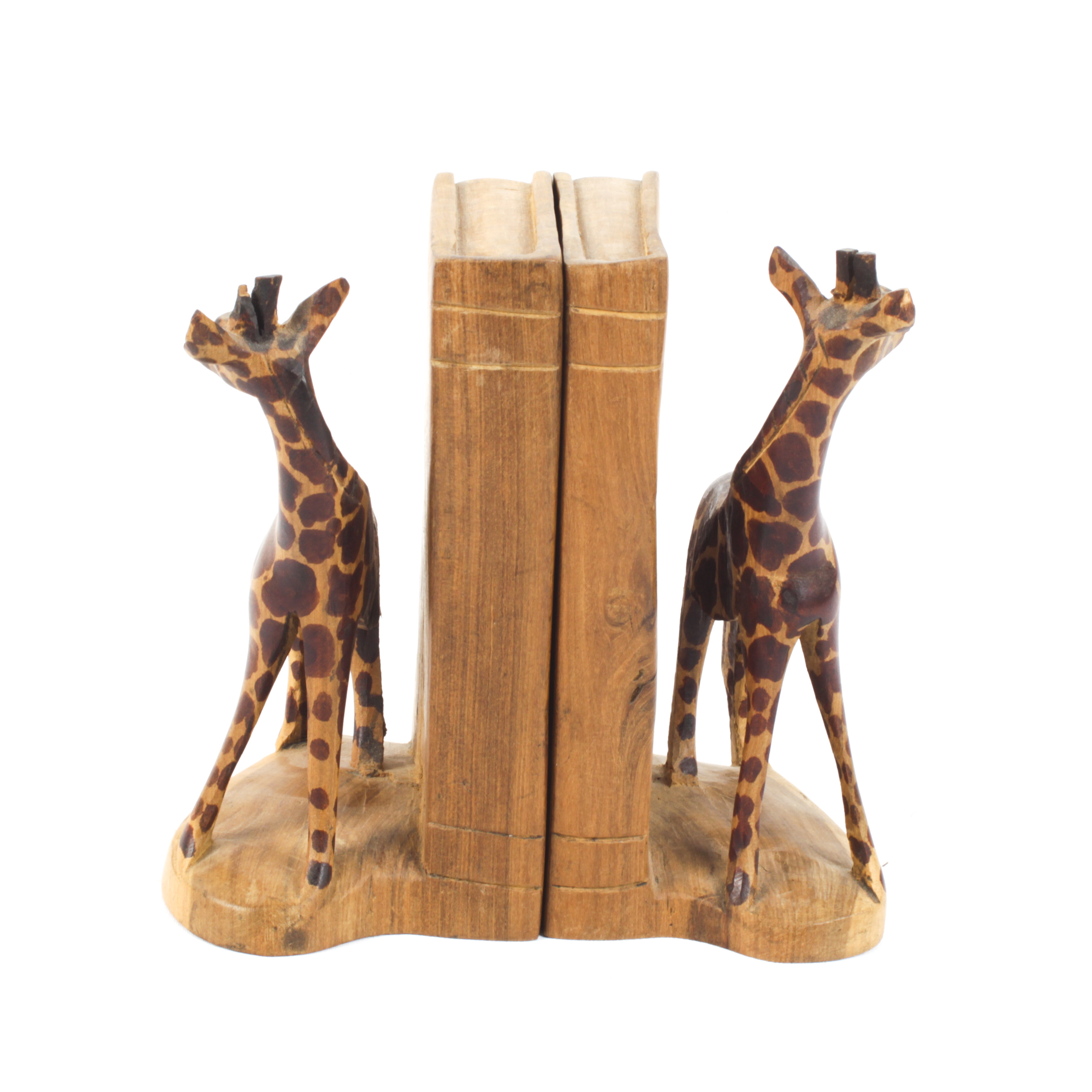 Hand Carved Giraffe Bookends