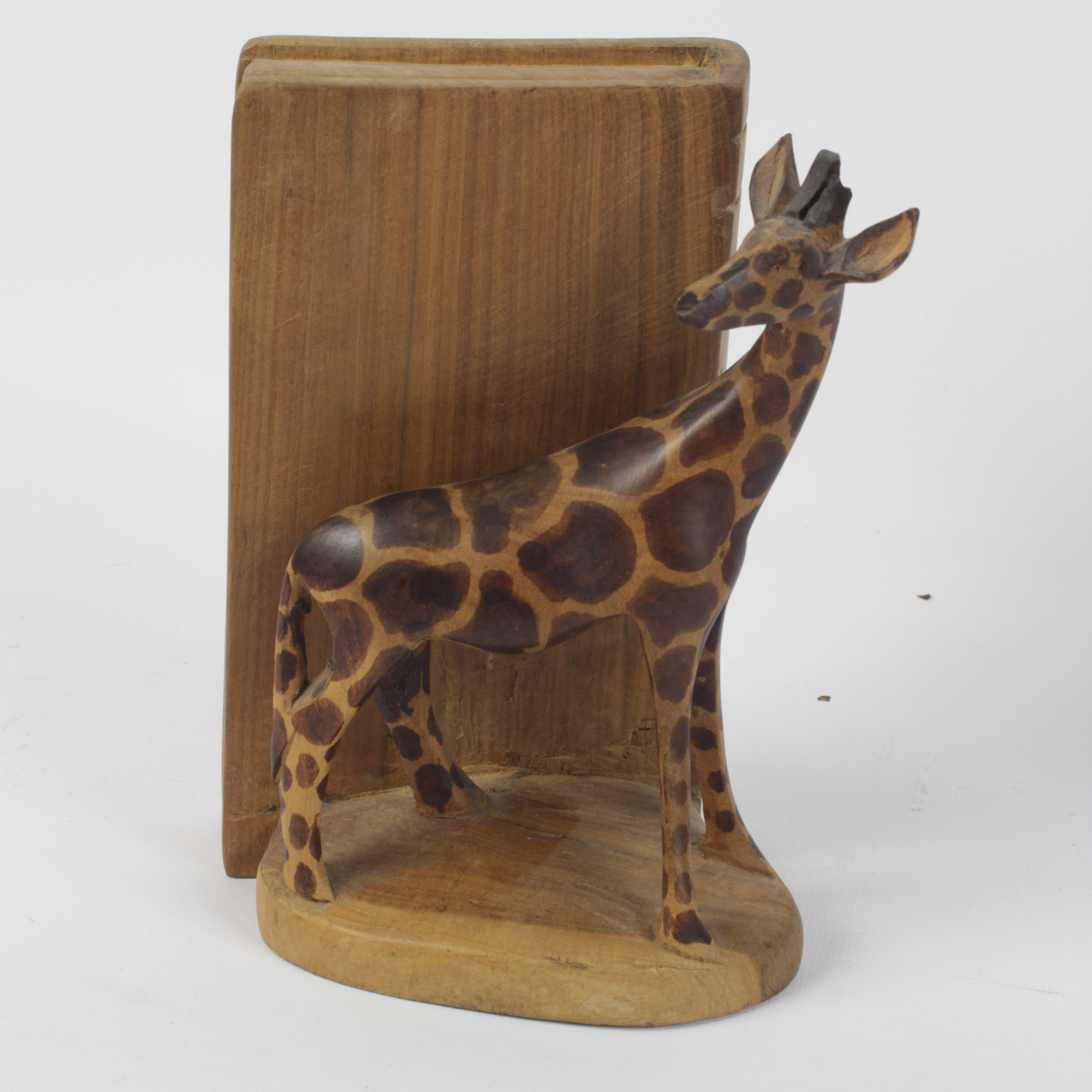 Hand Carved Giraffe Bookends