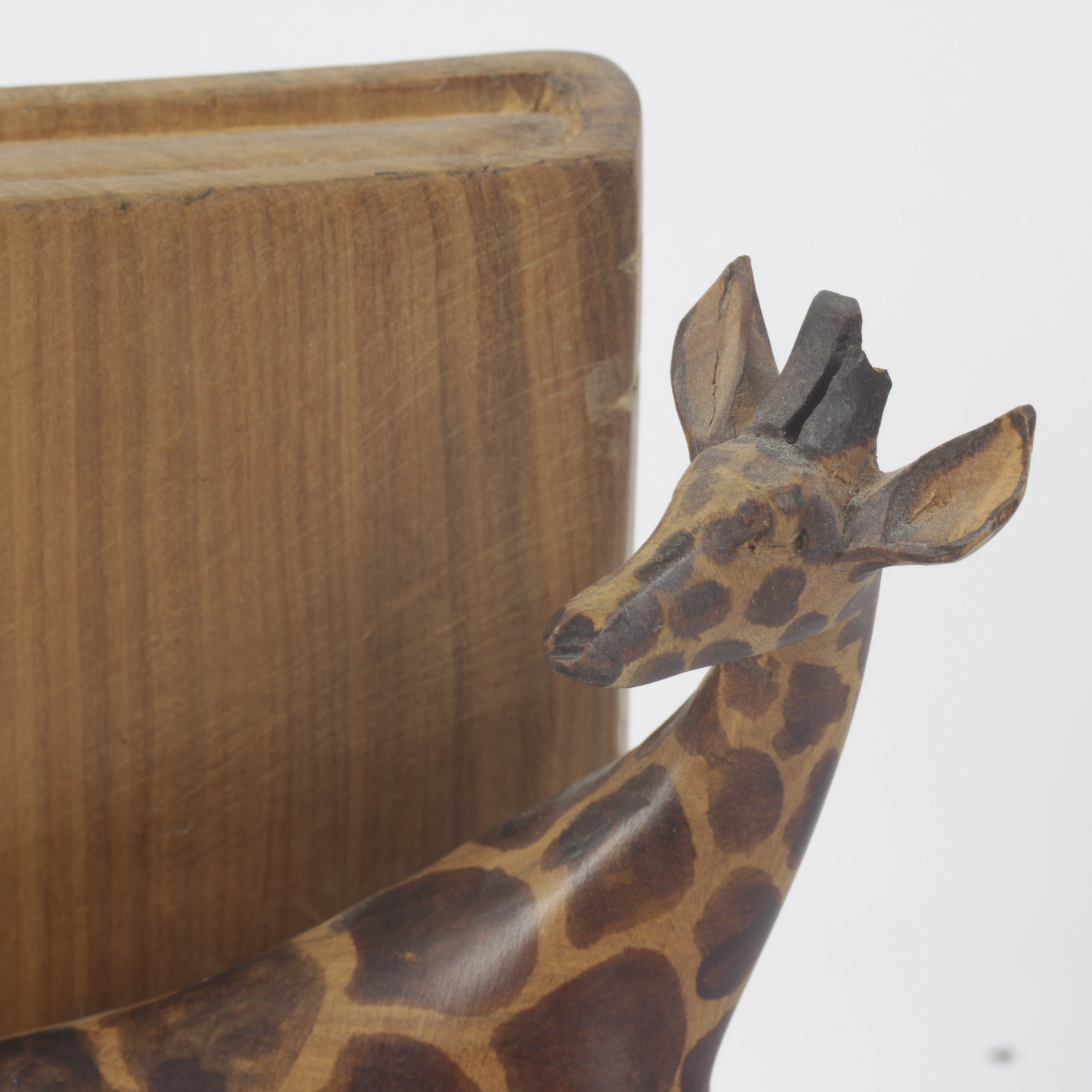 Hand Carved Giraffe Bookends