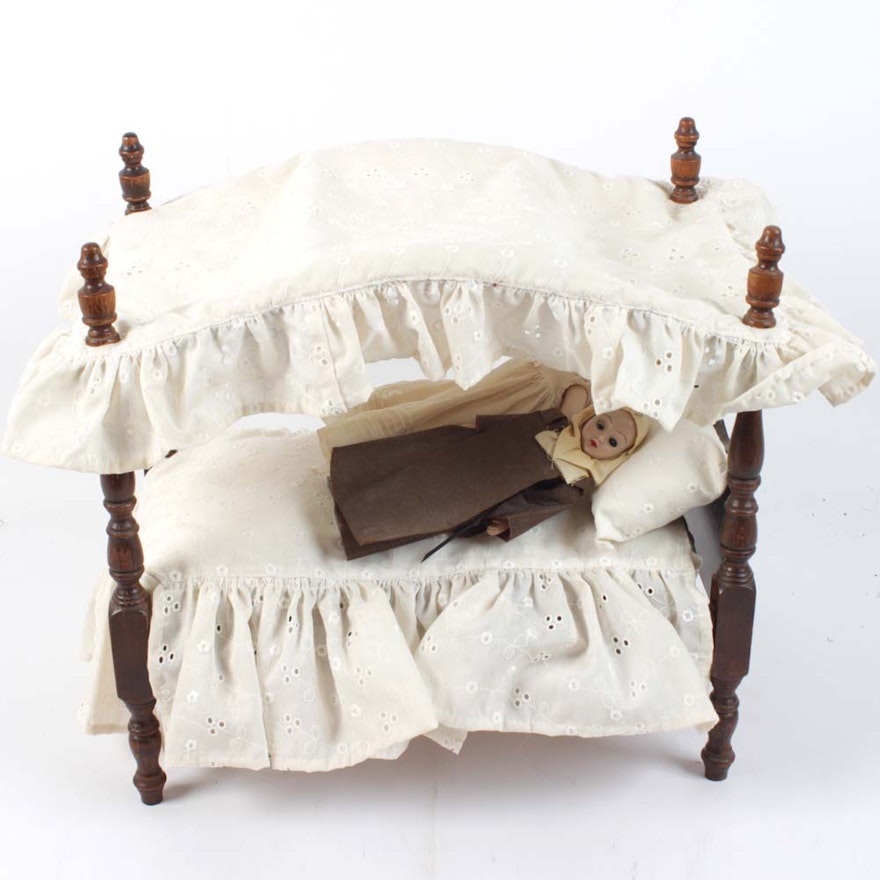 Canopy Doll Bed and Dolls featuring Madame Alexander