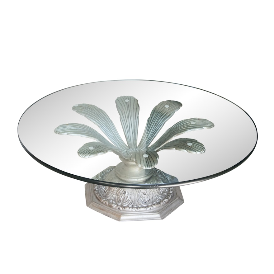 Contemporary Glass and Metal Coffee Table